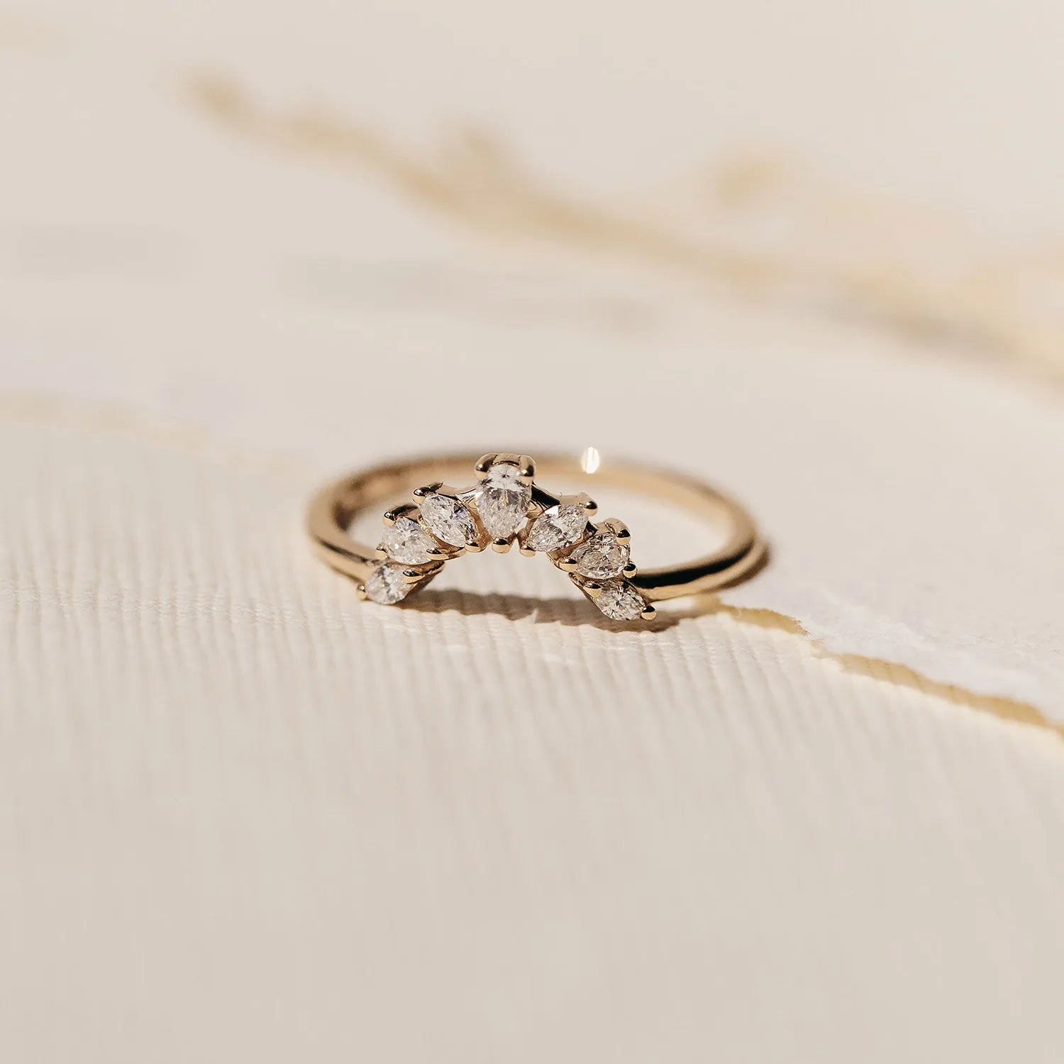 14K Yellow Gold & White Diamond Ablaze Band Ring - Elegant Wedding, Engagement, or Anniversary Jewelry for Women
