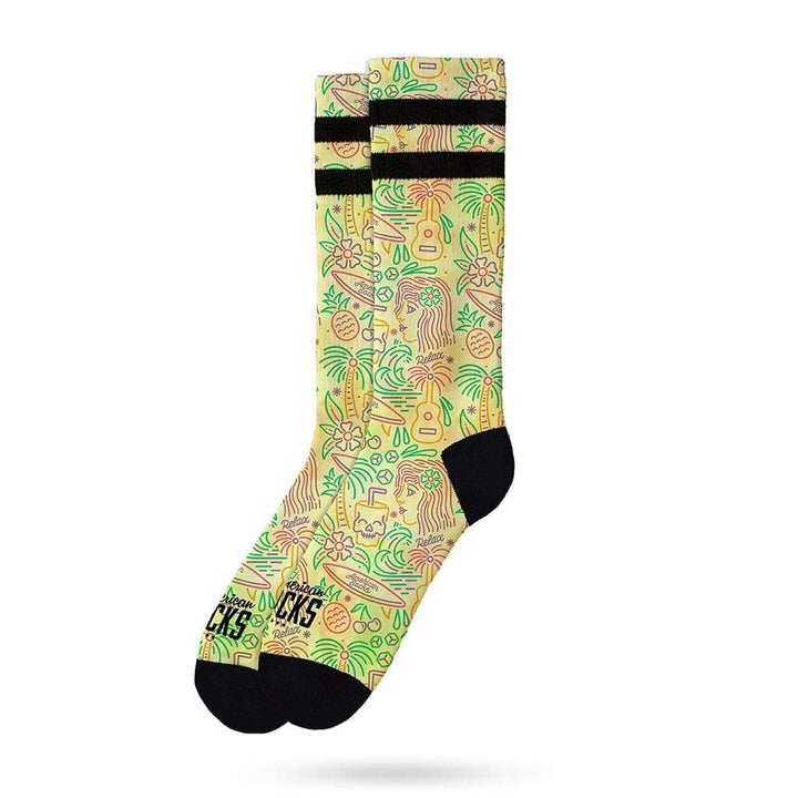 Premium American Socks - Signature Tropical Vibe Mid-High Crew Socks for Men & Women | Comfortable Cotton Blend | Perfect for Beach, Vacation & Summer Outfits