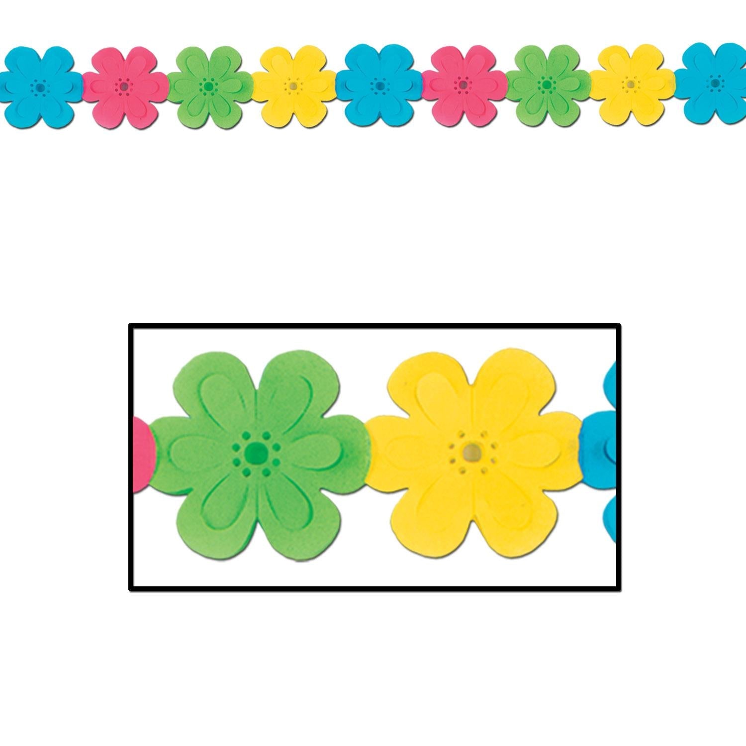 12 Pack Beistle Flower Party Garland - Colorful Floral Decorations for Birthday, Baby Shower & Wedding - Perfect for Indoor & Outdoor Events