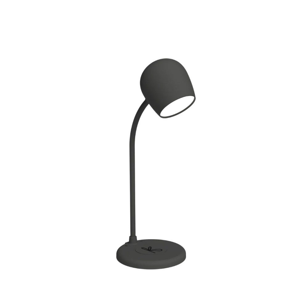 KREAFUNK Ellie Desk Lamp with Built-in Speaker & Wireless Charger - Modern Black LED Light for Home Office, Study, and Bedroom - Perfect for Work, Reading, and Relaxing