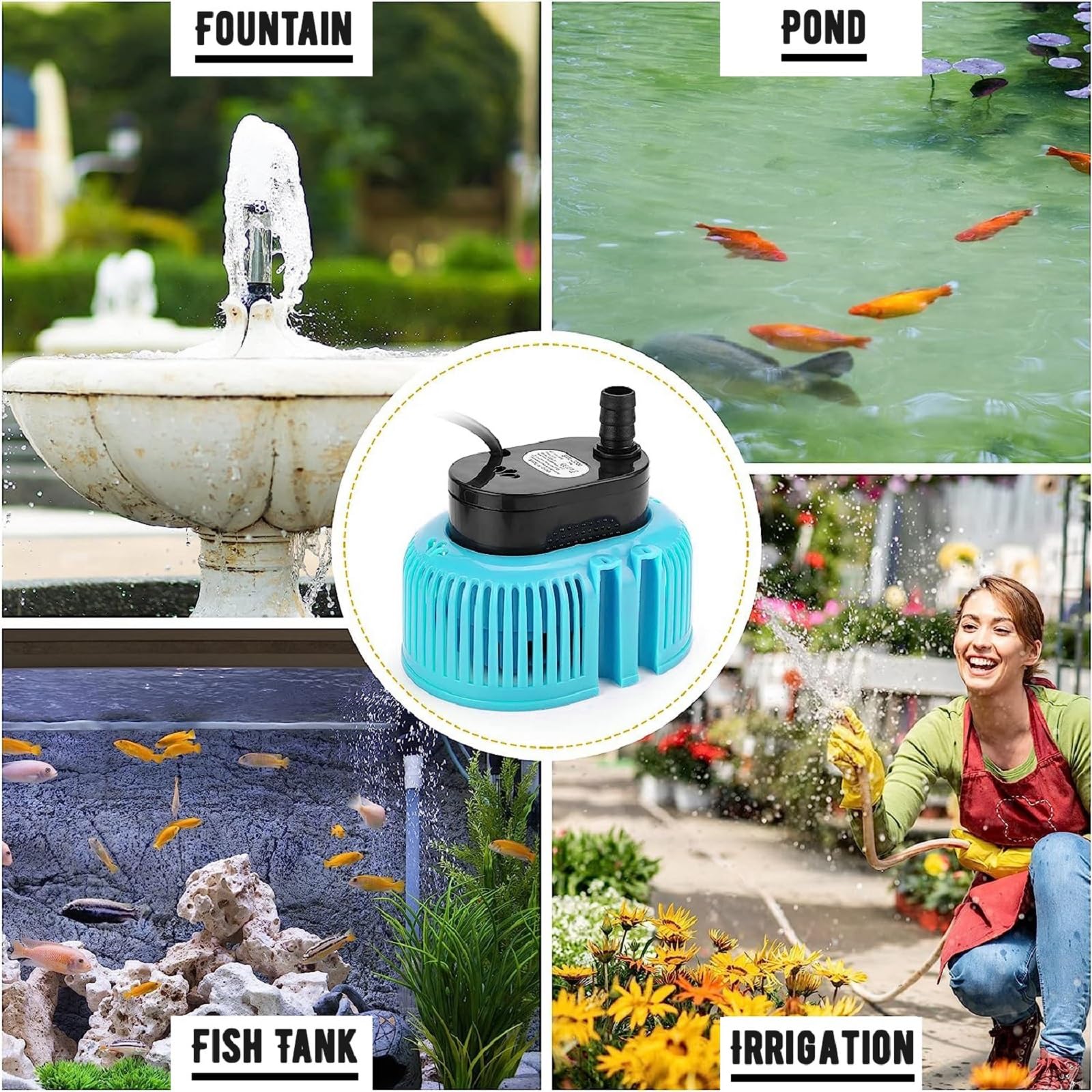 Best Above Ground Pool Cover Pump - Submersible Water Pump for Draining Pools, Sump Pump with 16ft Drainage Hose & 25ft Extra Long Power Cord (Blue) - Perfect for Winter Pool Covers, Inflatable Pools & Backyard Maintenance