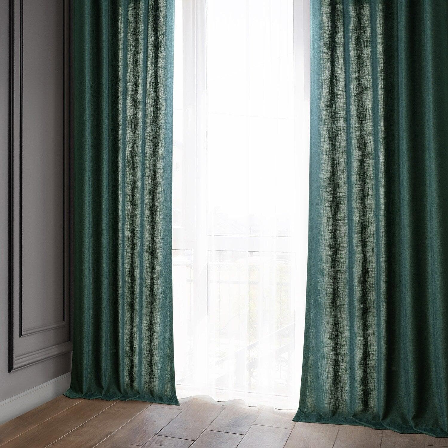 Deep Green Classic Faux Linen Curtains - Blackout Window Drapes for Living Room & Bedroom - Elegant Home Decor for Modern Interior Design