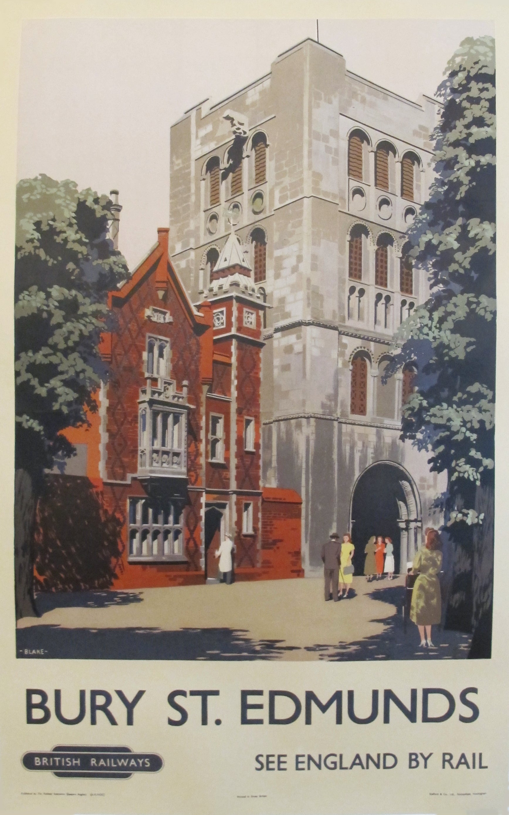1950s Vintage British Travel Poster - Bury St. Edmonds Retro Wall Art | Perfect for Home Decor, Office & Travel Themed Rooms