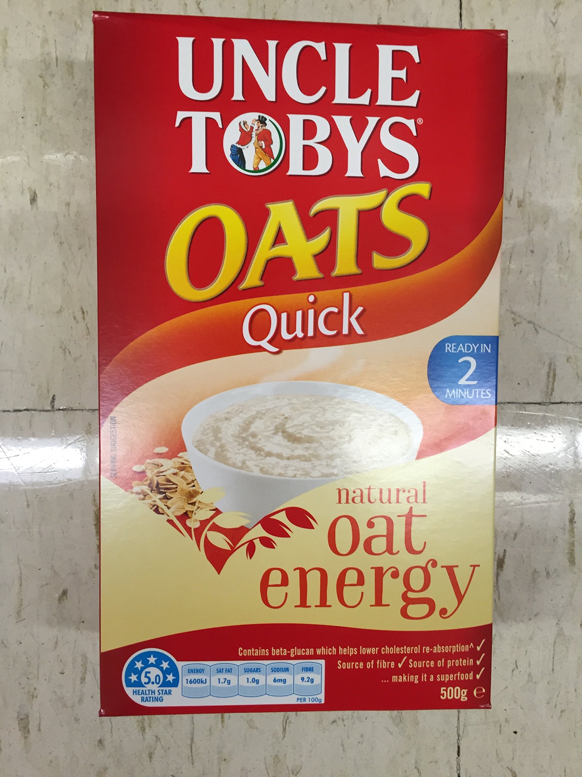 Uncle Tobys Quick Oats - Natural Oat Energy for Breakfast, Snacks & Healthy Lifestyle | High Fiber Whole Grain Oats for Energy Boost