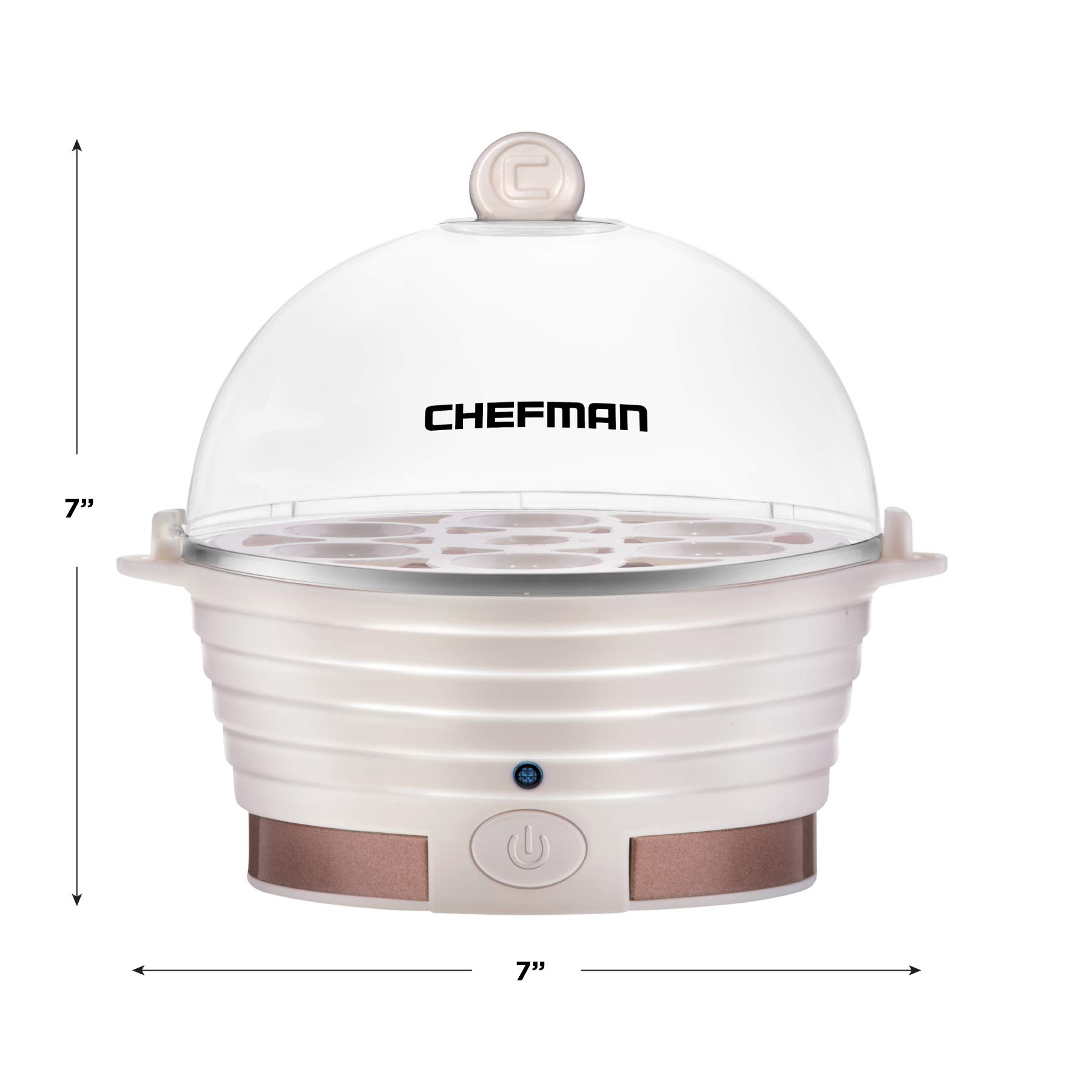 Chefman Electric Egg Cooker & Steamer - 6 Egg Capacity for Hard, Medium, Soft Boiled Eggs & Poached Eggs - Includes Omelet Tray & Ready Signal - BPA-Free Ivory Appliance - Perfect for Breakfast Meal Prep & Healthy Cooking