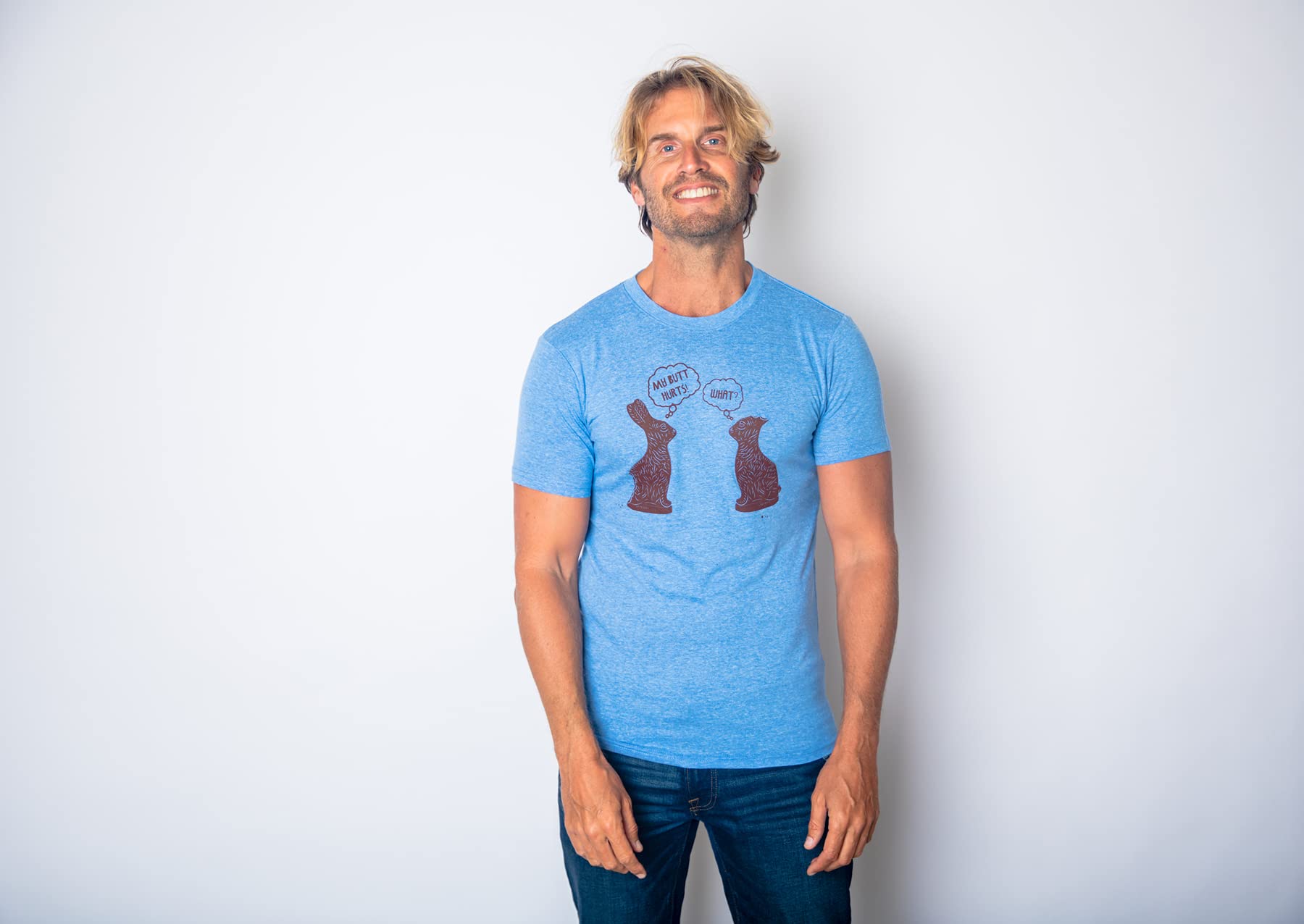 Funny Men's 'My Butt Hurts' T-Shirt - Sarcastic Easter Egg Chocolate Bunny Gift Tee for Humor Lovers | Perfect for Easter Parties, Gag Gifts & Casual Wear