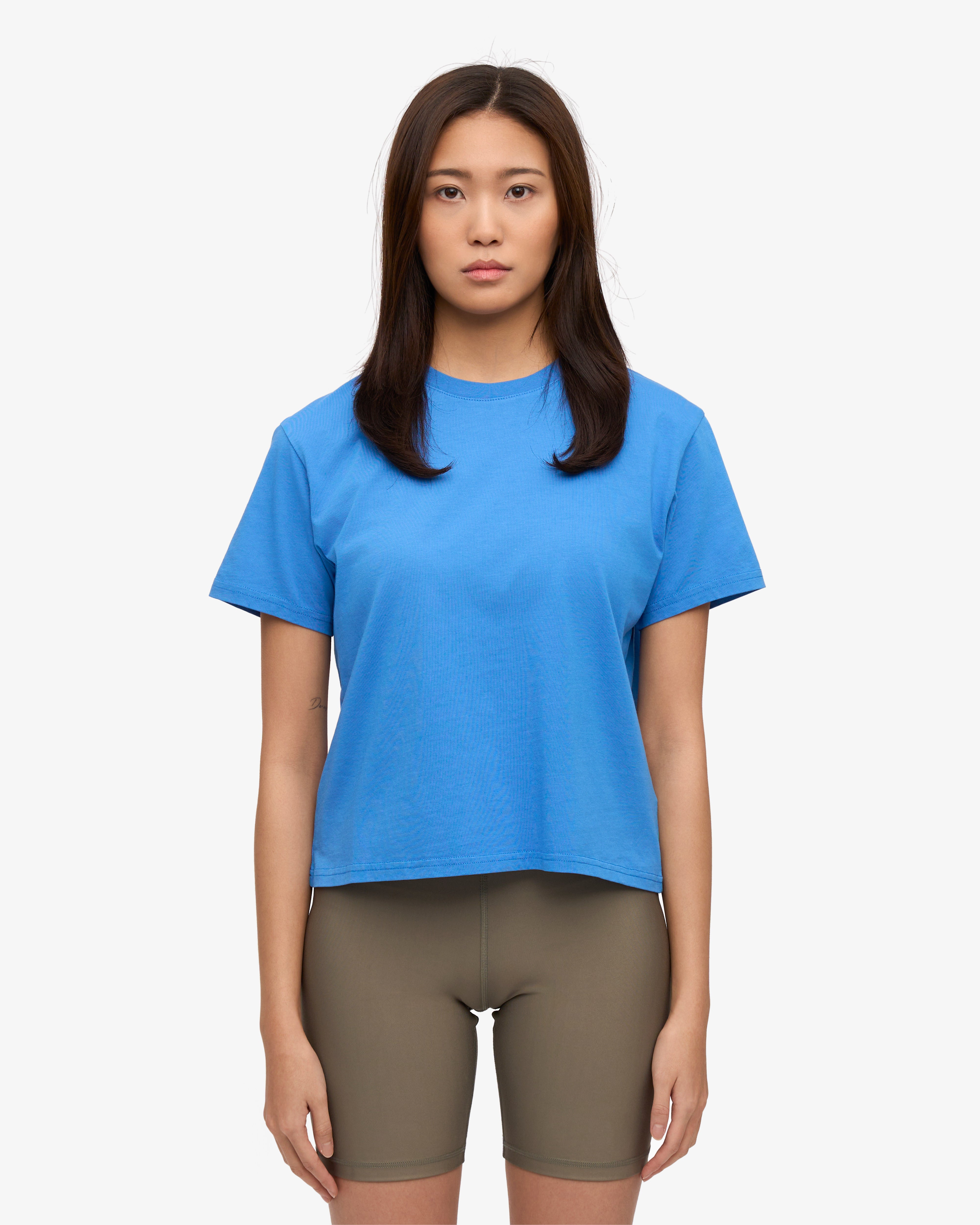 Organic Boxy Crop Tee - Soft Cotton Women's T-Shirt in Pacific Blue | Casual Streetwear & Summer Outfit Essential