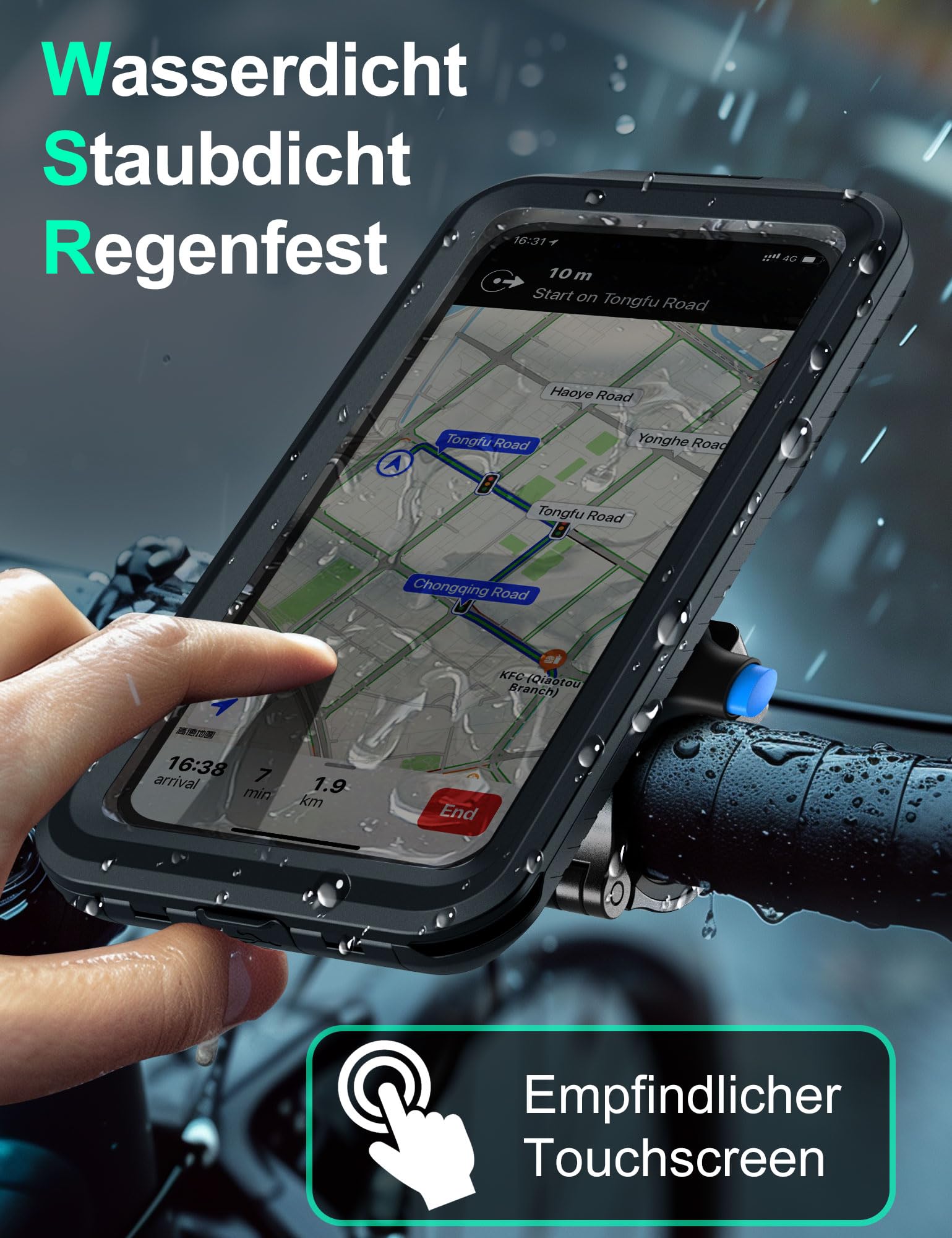 Waterproof Anti-Vibration Bike Phone Mount for iPhone 15 14 13 12 11 Pro Max/Plus & Samsung Galaxy S24 S23 Ultra - Shockproof Touchscreen Handlebar Smartphone Holder for Cycling, Scooter & Motorcycle Riding