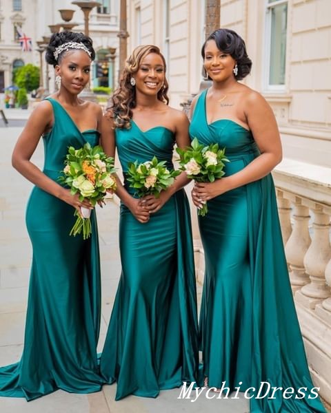 Elegant One Shoulder Green Bridesmaid Dresses Long Formal Gown for Wedding Guest - Perfect for Evening Parties, Prom & Special Occasions