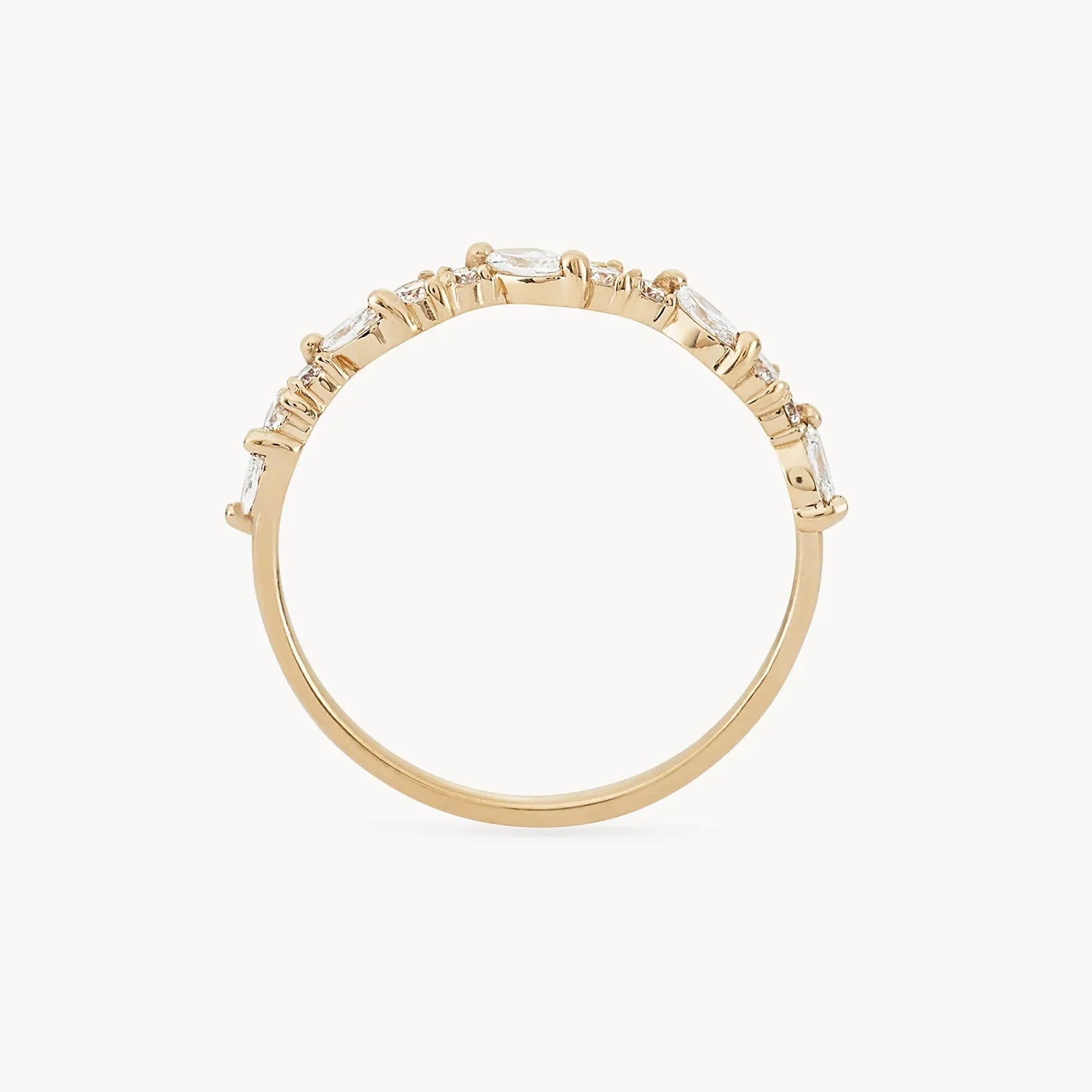 14K Yellow Gold Reverie Band with White Diamonds - Elegant Stackable Ring for Women, Perfect for Weddings, Anniversaries & Everyday Wear