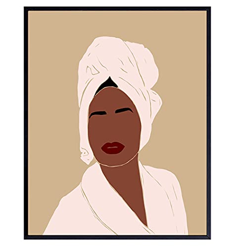 Stylish African American Bathroom Wall Art Decor for Women - Elegant Black Woman Bathroom Sign & Wall Decor - Perfect for Modern Home, Spa & Guest Bathroom Decor