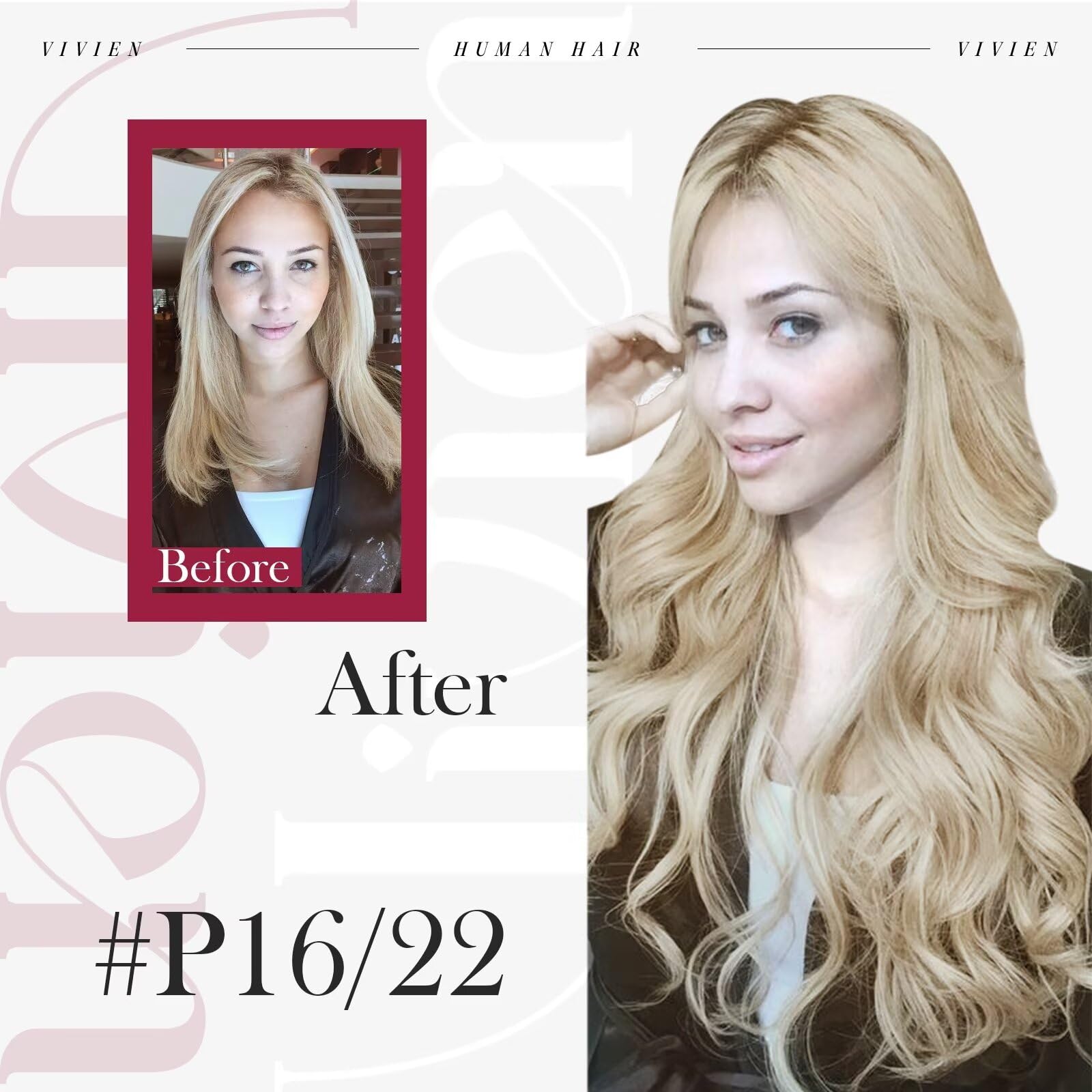 Vivien 18 Inch Clip-in Human Hair Extensions - 7pcs 120g Remy Hair in Blonde & Ash Blonde | Natural Look for Daily Wear, Parties & Special Events