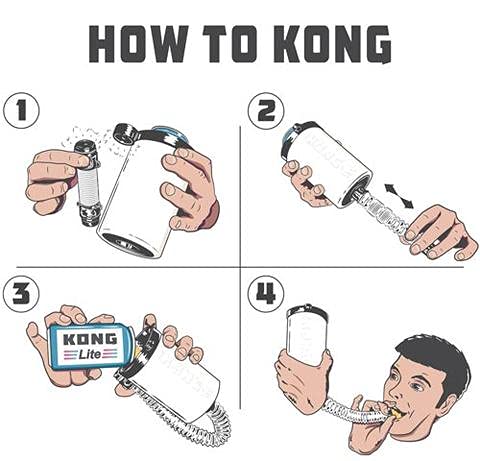 Kong Skinny Can Insulated Beverage Cooler - Portable Beer Can & Bottle Insulator with Detachable Expandable Hose for Easy Drinking - Perfect for Camping, Tailgating & Outdoor Activities (Black)