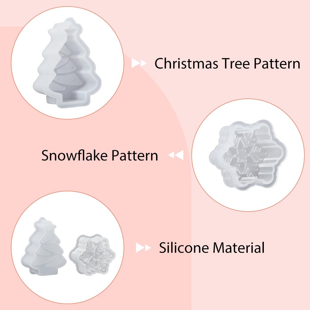 SUPERFINDINGS Christmas Tree & Snowflake Silicone Molds Set - DIY Soap, Candle & Cake Molds for Holiday Crafts - Perfect for Christmas Decorations, Handmade Gifts & Baking Projects