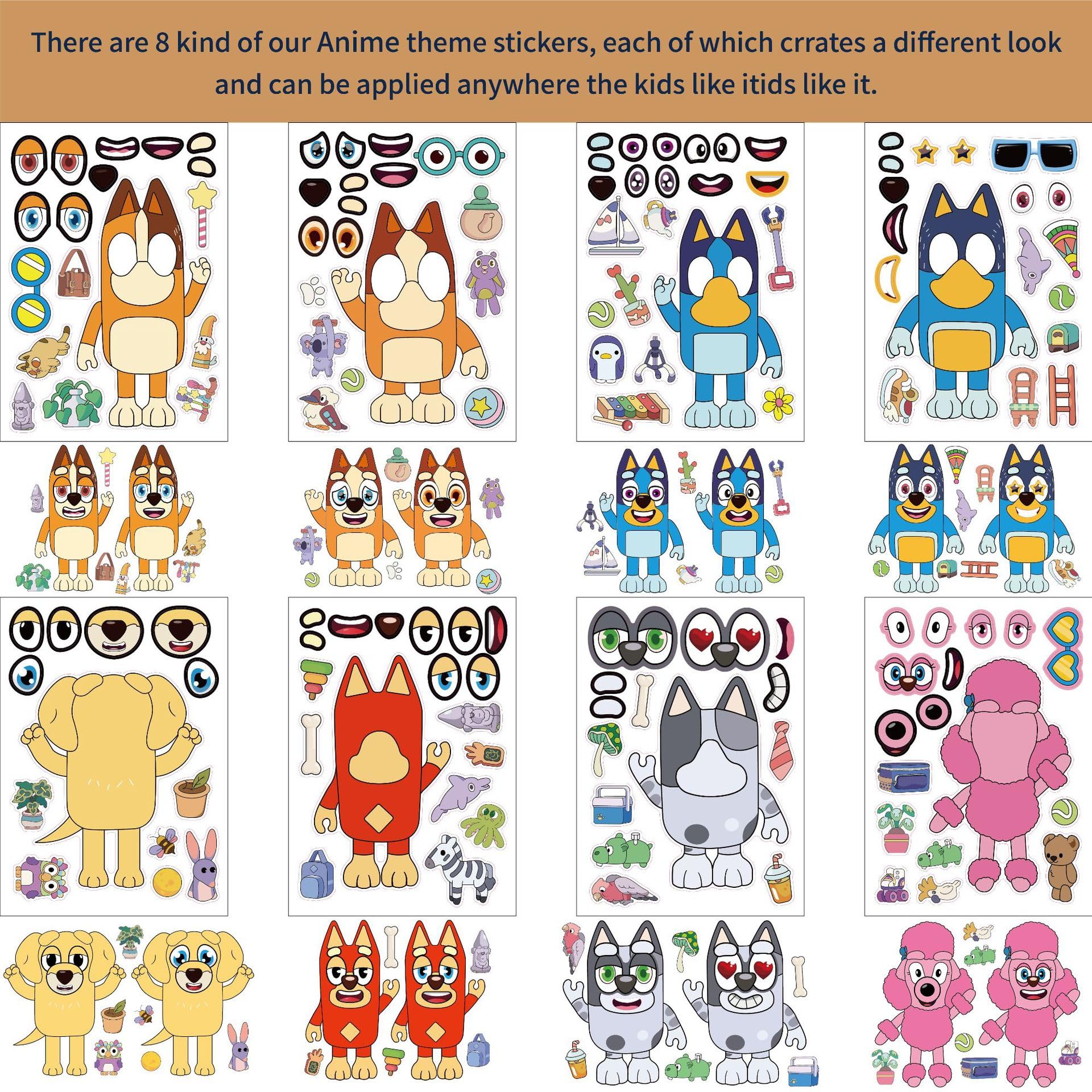 16 Sheets DIY Cartoon Face Stickers for Kids - Cute Anime Puzzle Stickers for Birthday Gifts, Party Favors, School Rewards & Art Crafts - Perfect for Scrapbooking, Notebook Decoration & Kids' Activities
