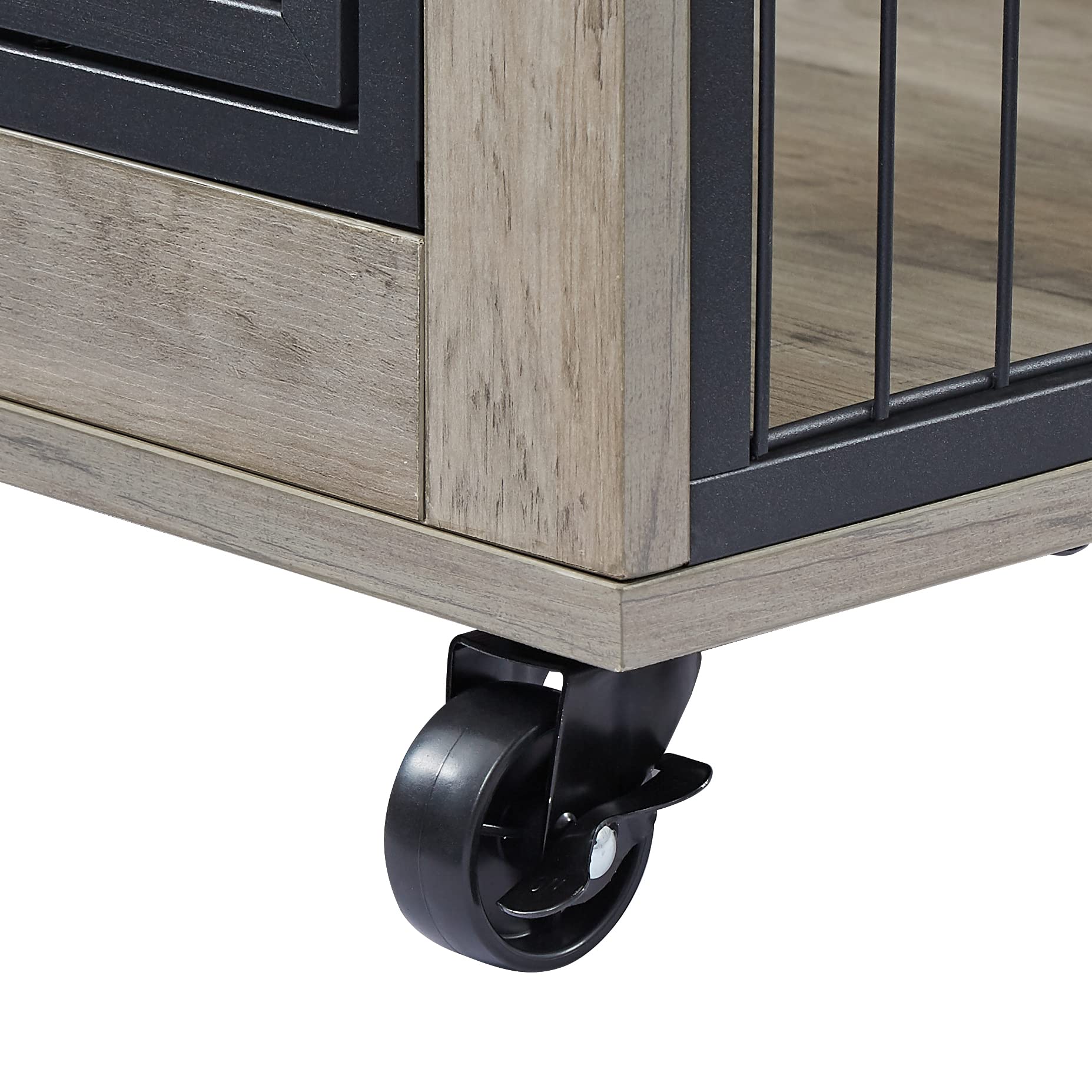 ZSQ Wooden Dog Crate Furniture - Stylish End Table Pet Kennel with Wheels, 39