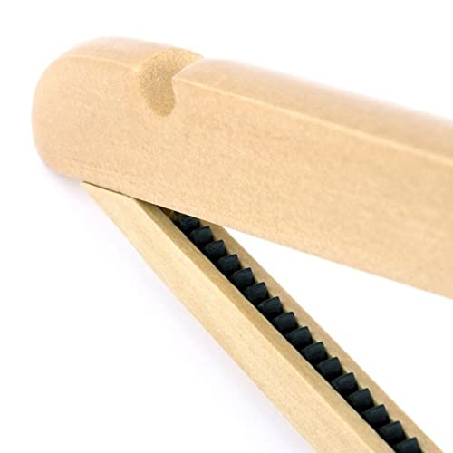 Premium Natural Wooden Hotel-Style Security Clothes Hangers - 10 Pack with Metal Anti-Theft Ring Lock - Ideal for Hotels, Resorts, Wardrobe Organization & Theft Prevention