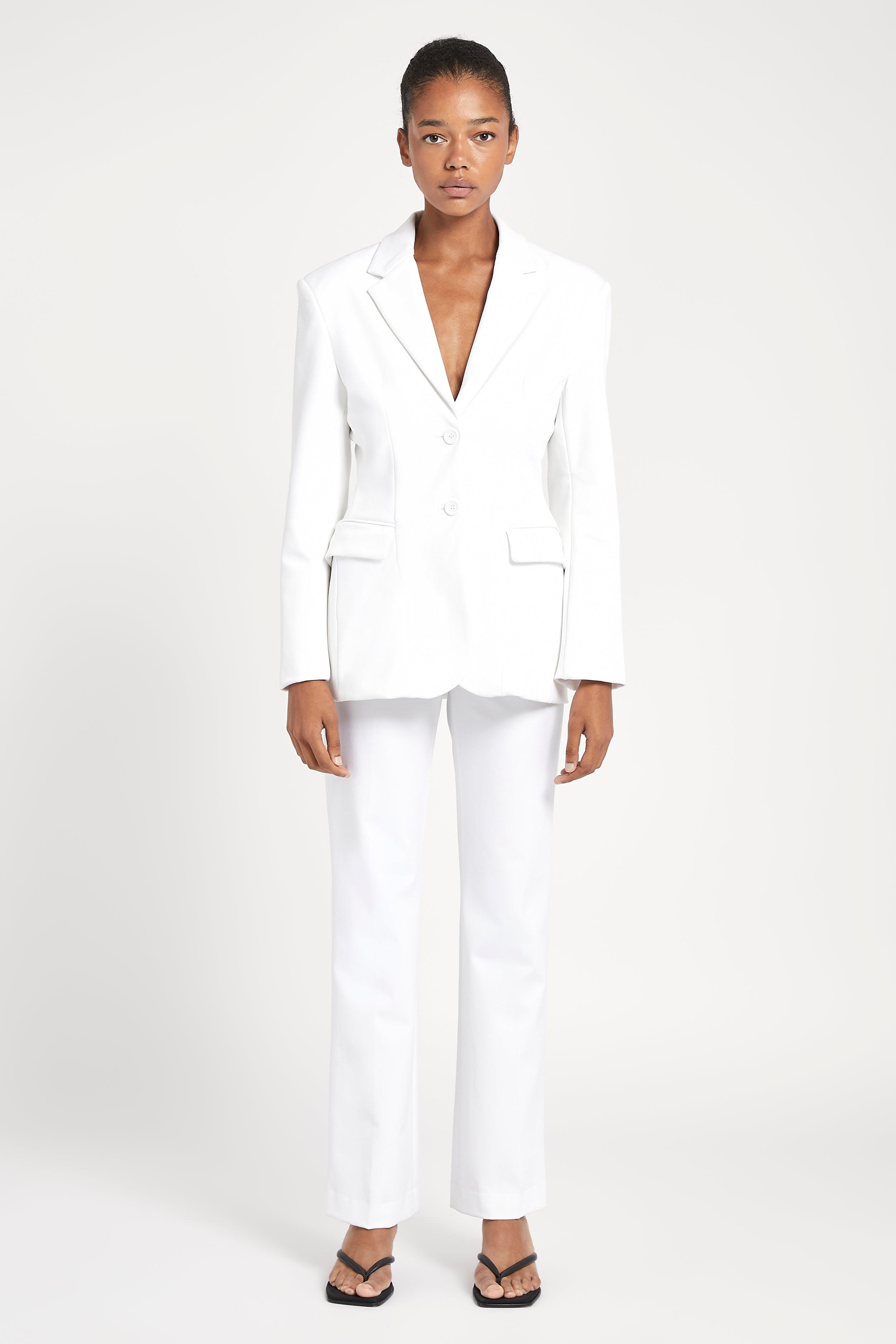 Elegant Hourglass Single Breasted Blazer for Women - Slim Fit White Office Blazer - Perfect for Business Meetings, Workwear & Formal Events