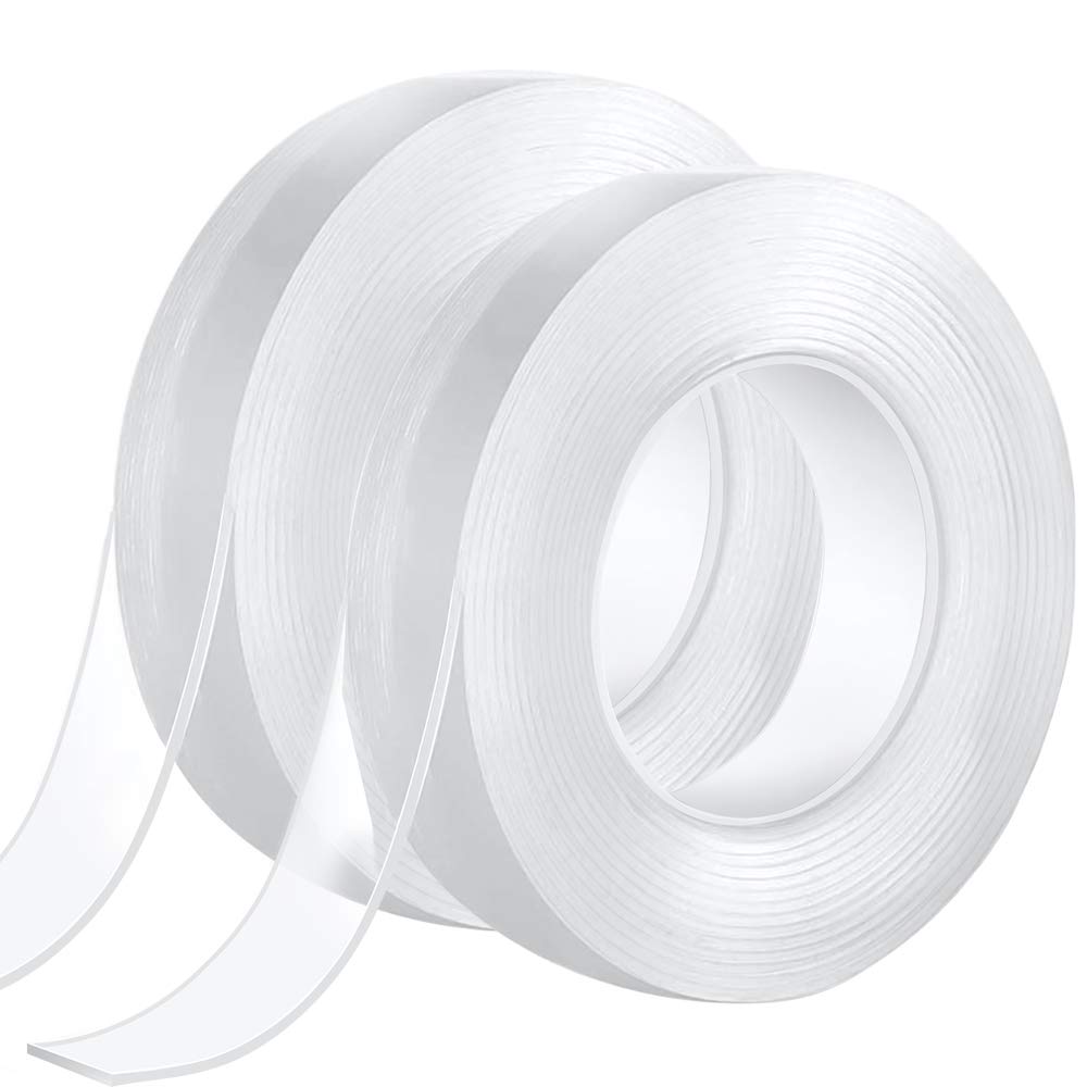 iToolsTech Heavy Duty Double Sided Tape - 2 Pack (33FT Total) Removable Washable Nano Gel Adhesive for Photo Frames, Carpets, Wall Mounting & Home Decor - Strong Clear Sticky Mounting Tape for Secure Hold