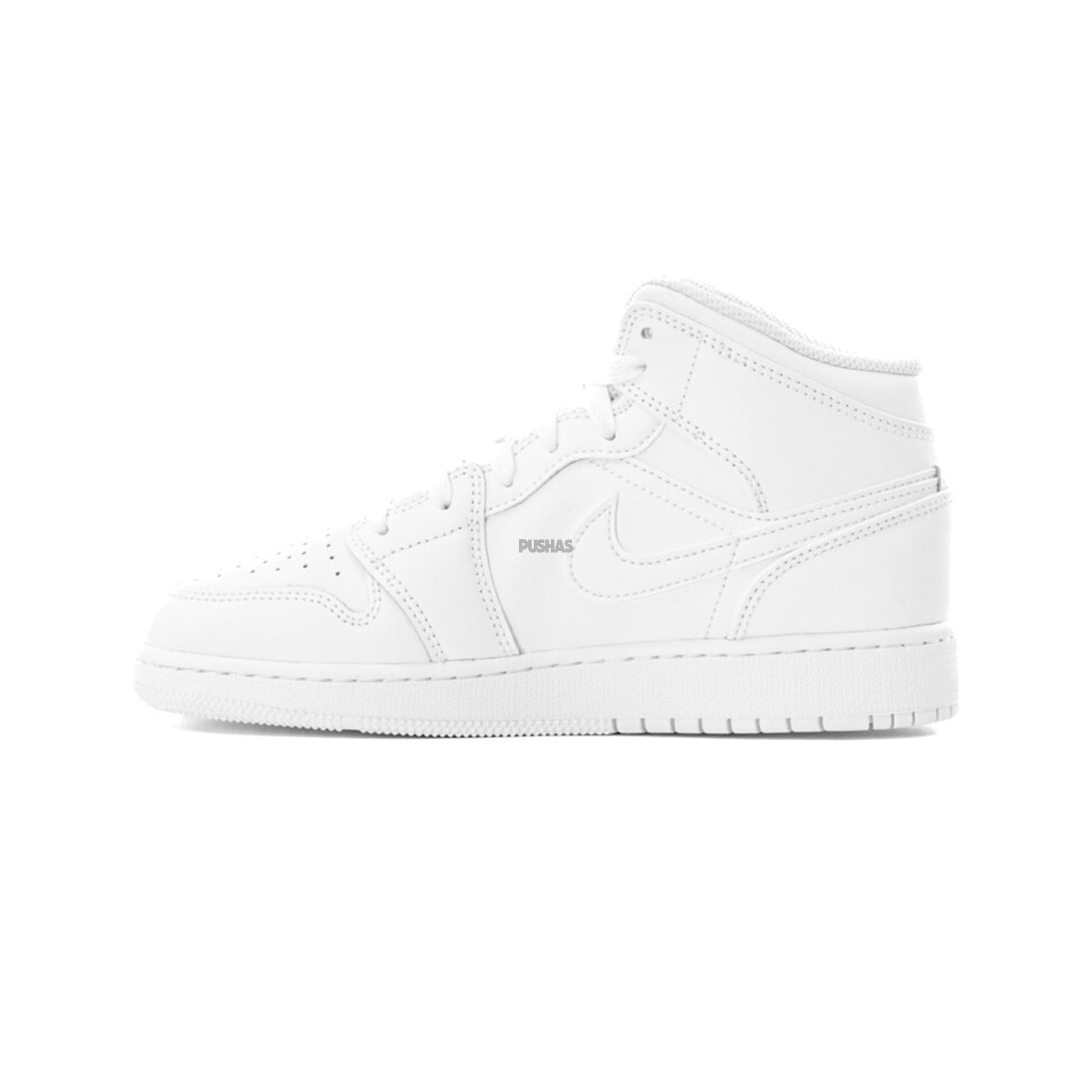 Air Jordan 1 Mid 'Triple White' GS Sneakers for Girls (2023) - Comfortable Basketball Shoes for School, Sports & Casual Wear