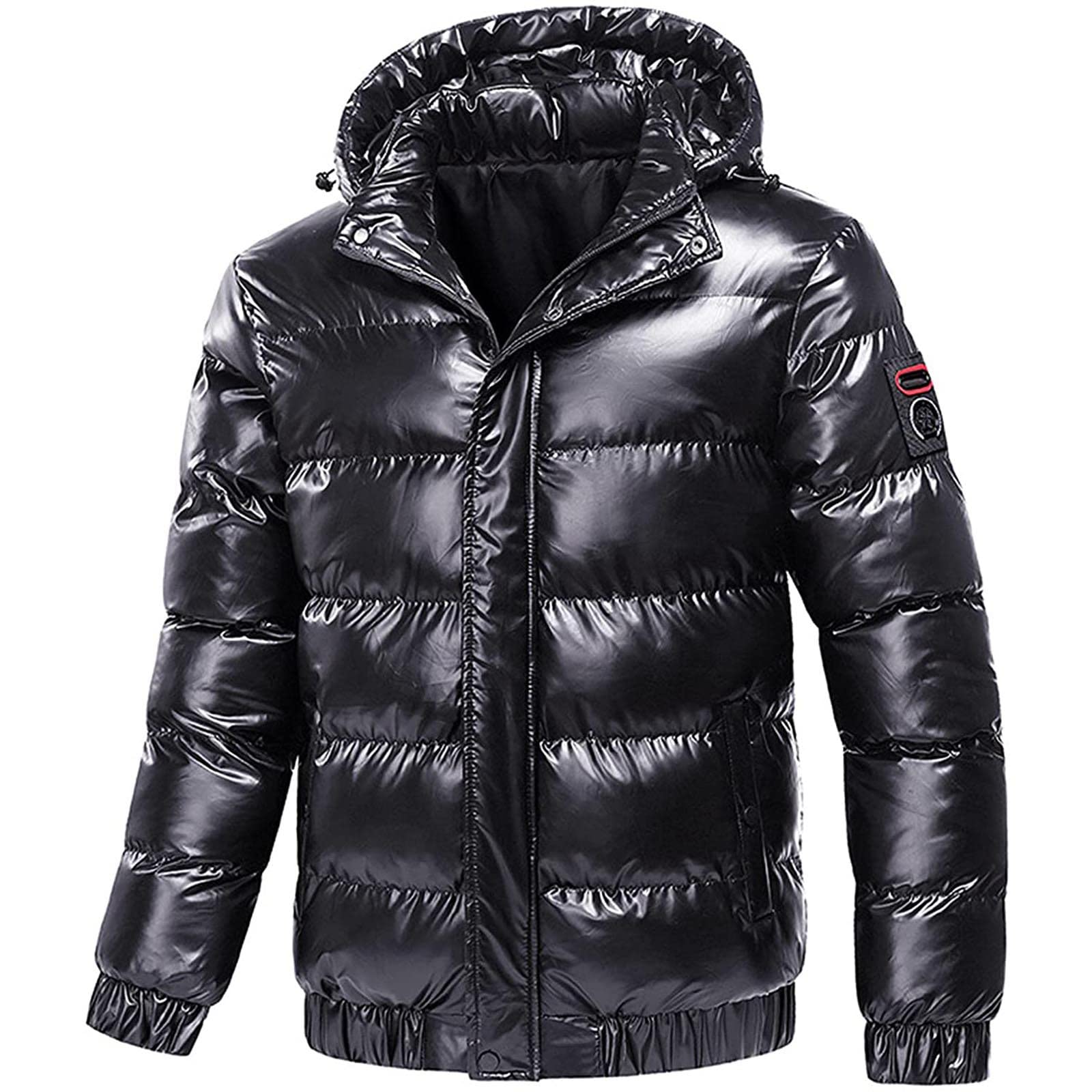 Men's Winter Coats & Jackets - Warm Hooded Padded Down Jacket, Reflective Bubble Shiny Outerwear (UK Size 10-20) | Casual Thick Cotton Hoody for Cold Weather, Snow Activities & Daily Wear