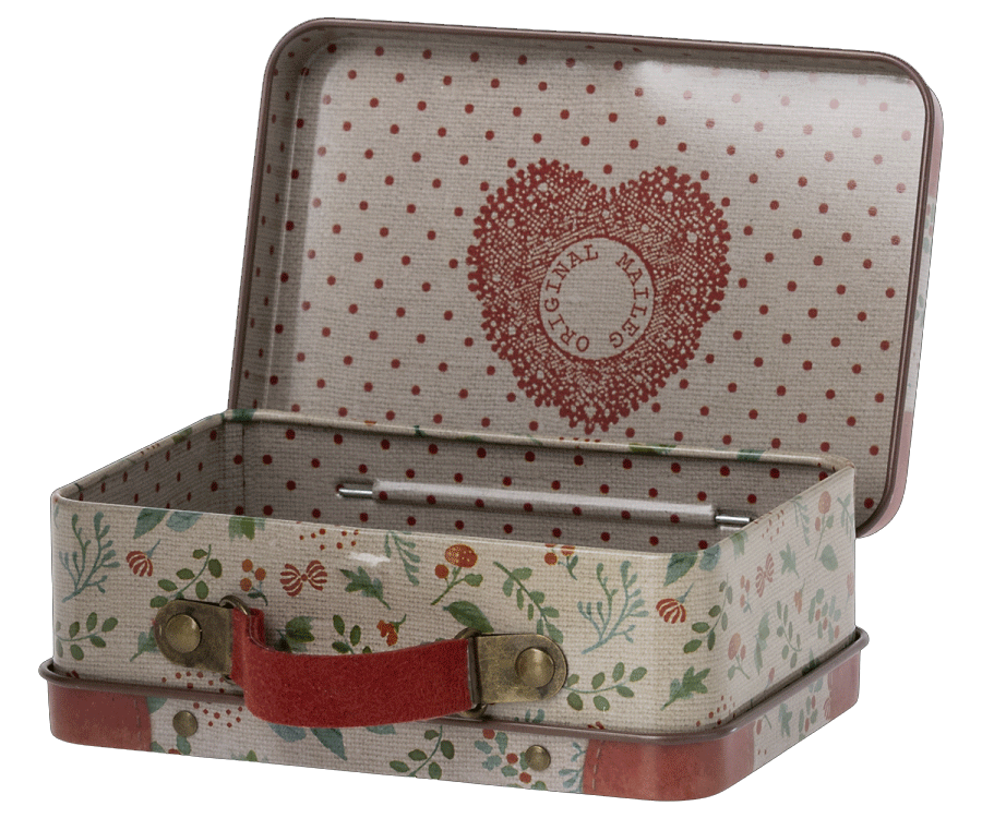 Maileg Holly Metal Suitcase - Vintage Style Kids Luggage for Travel & Pretend Play - Perfect for Airplane Trips, Sleepovers & Dress-Up Adventures