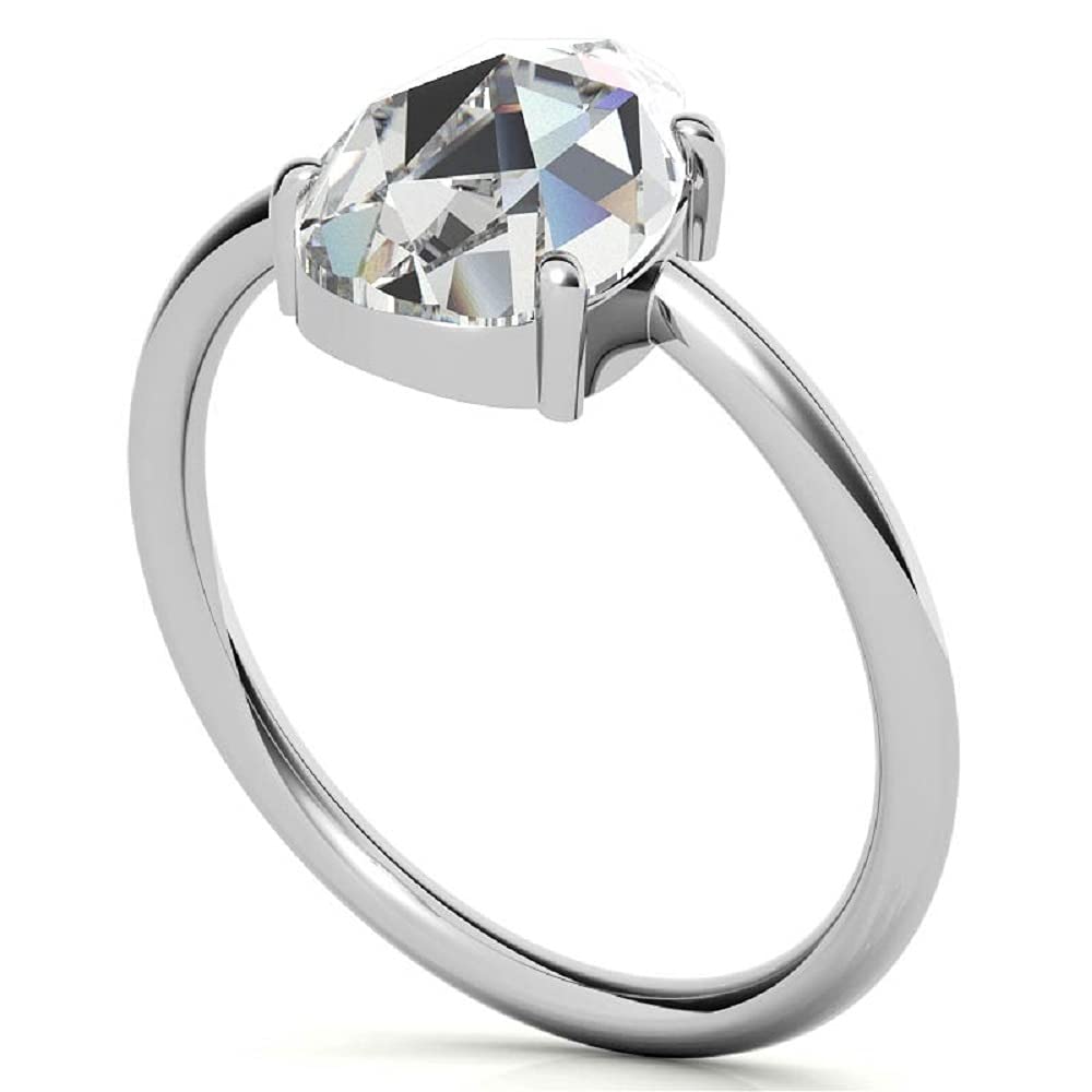 2 CT Pear Rose Cut Moissanite Engagement Ring - Solitaire Ring in 14k Solid White/Yellow/Rose Gold - Vintage Style Diamond Ring for Women - Perfect for Proposals, Anniversaries & Special Occasions