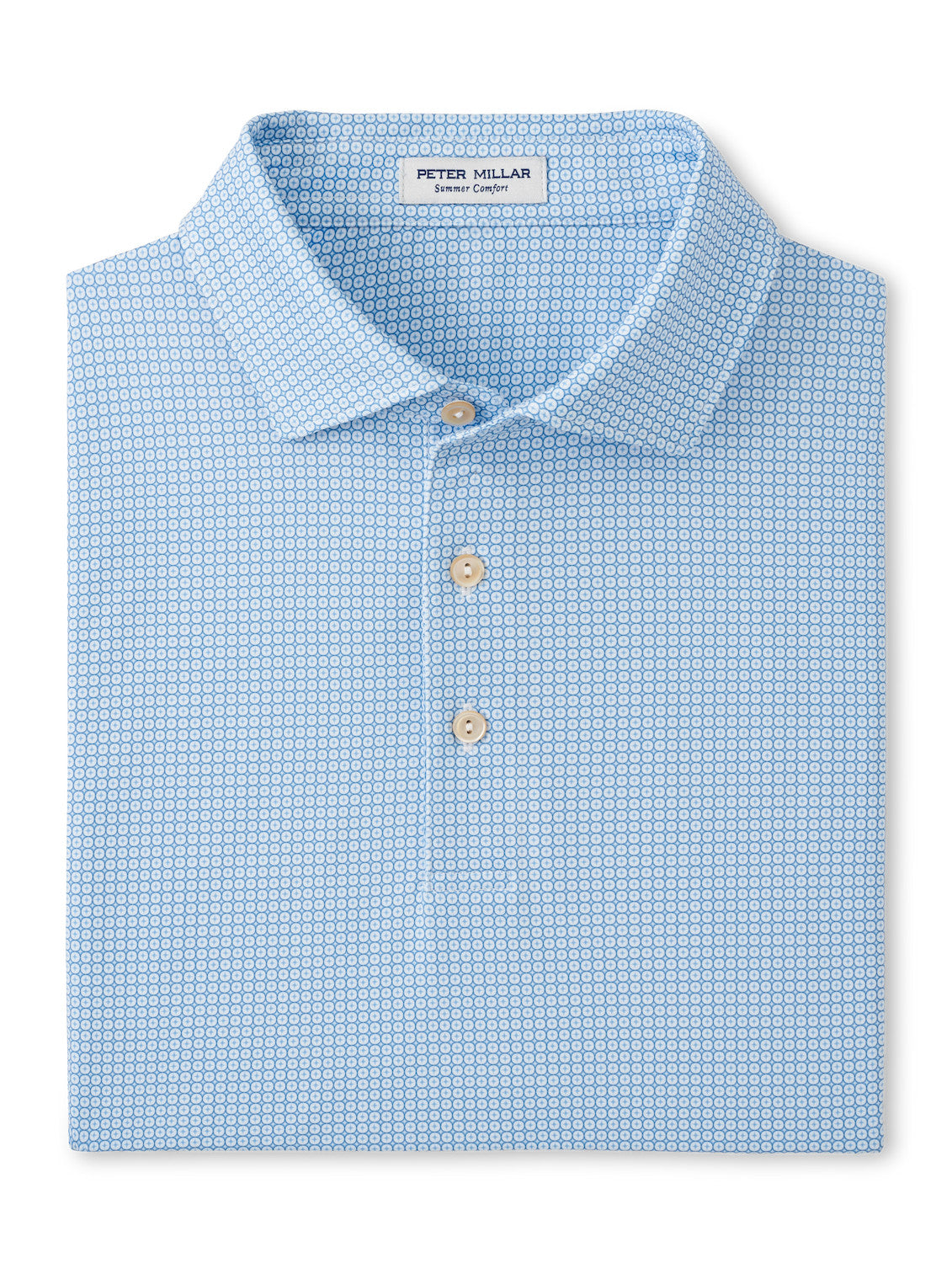 Peter Millar Men's Orbit Performance Jersey Polo Shirt - Moisture Wicking, Breathable Golf & Casual Shirt in White/Sailor Blue | Perfect for Golf, Office & Summer Outings