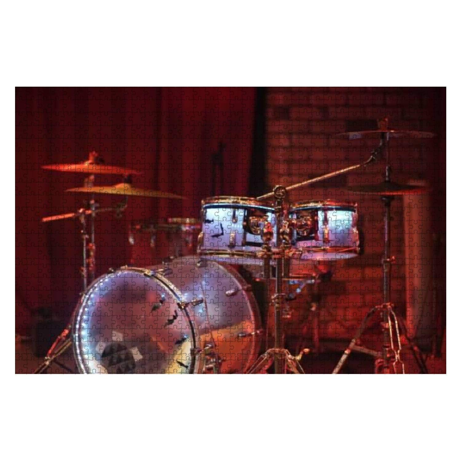 1000 Piece Wooden Jigsaw Puzzle - Drum Kit DIY Puzzle for Kids & Adults, Educational Brain Teaser, Stress Relief Gift, Creative Home Decor Toy for Music Lovers (Perfect for Family Game Nights & Music Room Decor)