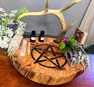Witchcraft Supplies - Pentagram Antler Altar Decor for Wiccan Rituals, Pagan Altars & Spiritual Ceremonies | Handmade Esoteric Decorations