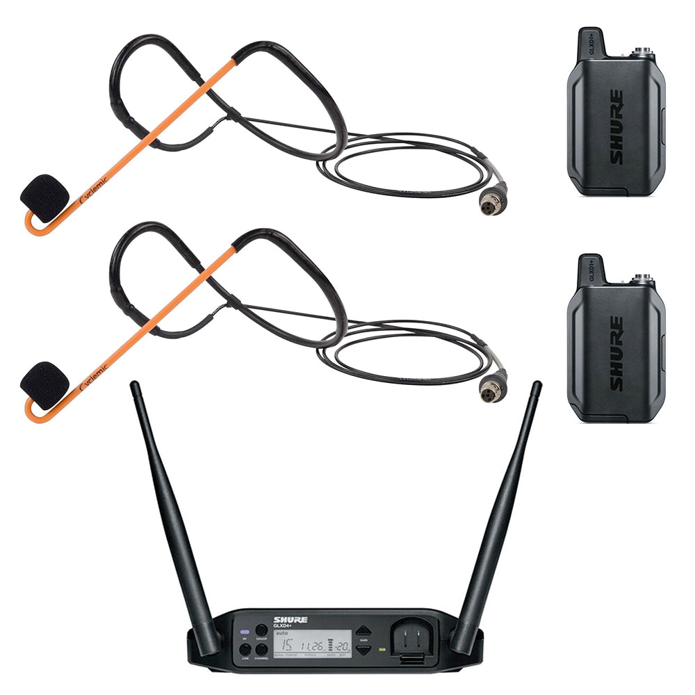 Shure GLXD14+ Digital Wireless Microphone System with 2 Sweatproof Fitness Headsets - Professional Grade for Live Performances, Gym Workouts & Studio Recording