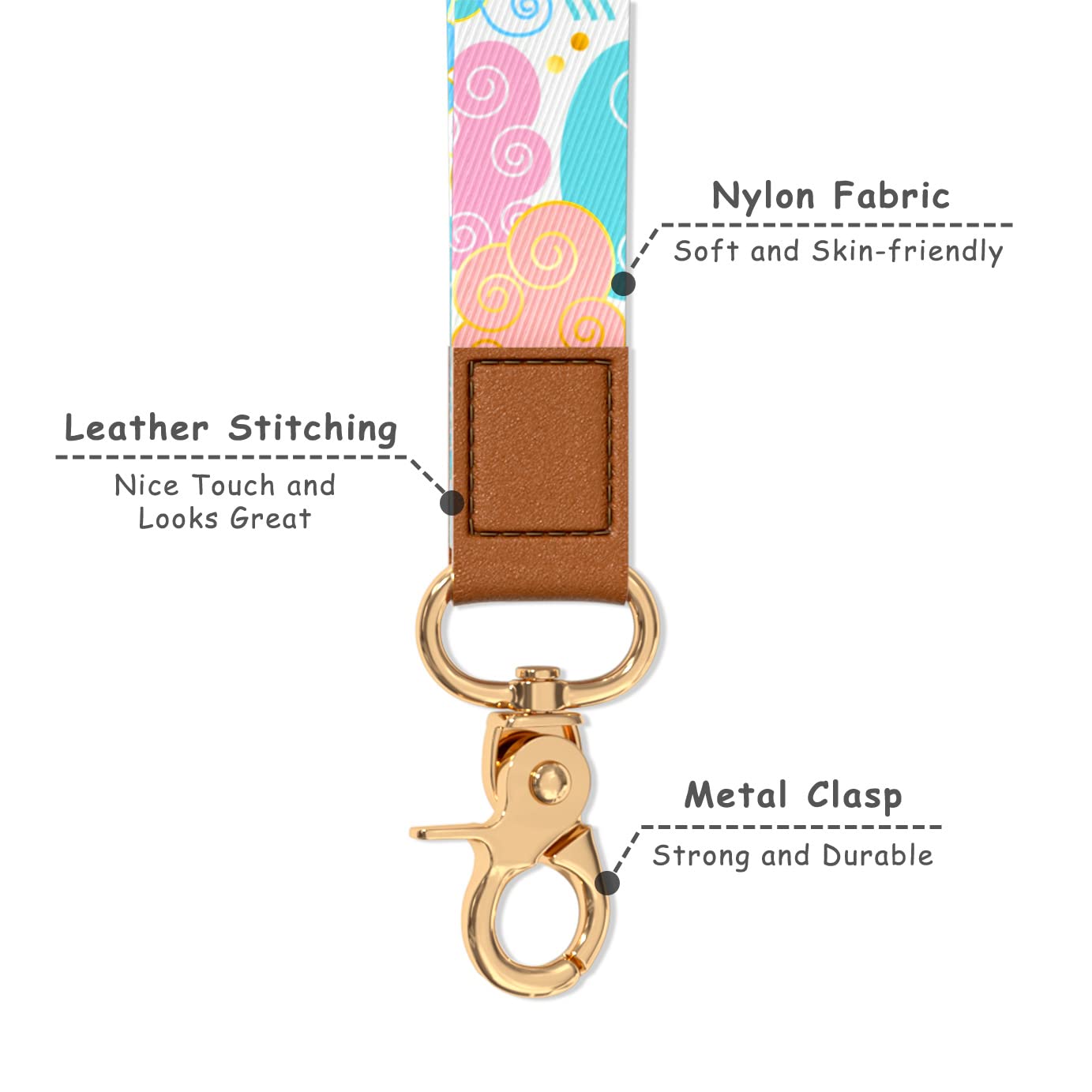 Stylish Wrist Lanyard Keychain for Women & Men - Secure Holder for Car Keys, ID Badges, Cards, Wallet & Phone - Perfect for Work, Travel & Outdoor Activities