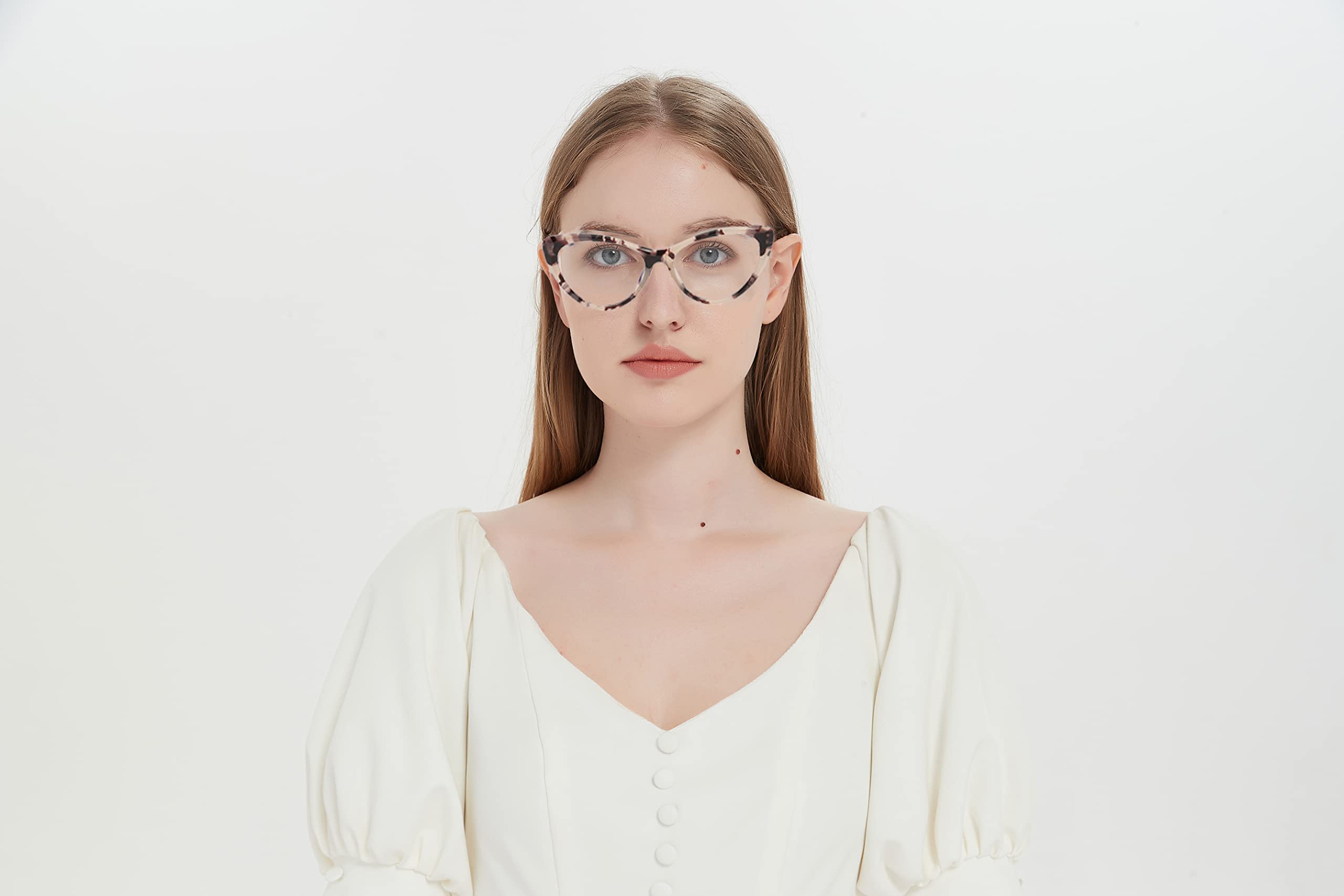 Bullabulling Blue Light Blocking Cat Eye Reading Glasses for Women - Computer Glasses with Spring Hinges - Perfect for Office Work, Screen Time & Reading