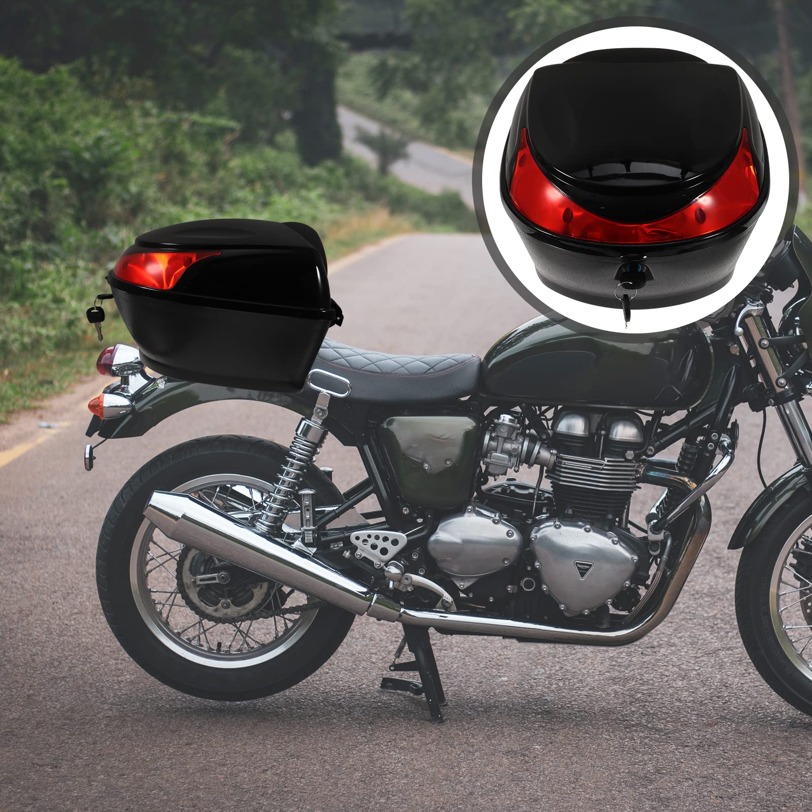 Large Capacity Motorcycle Trunk Lockable Storage Case - Waterproof Top Box Replacement for Scooters & Mopeds - Perfect for Commuting, Touring & Secure Gear Storage