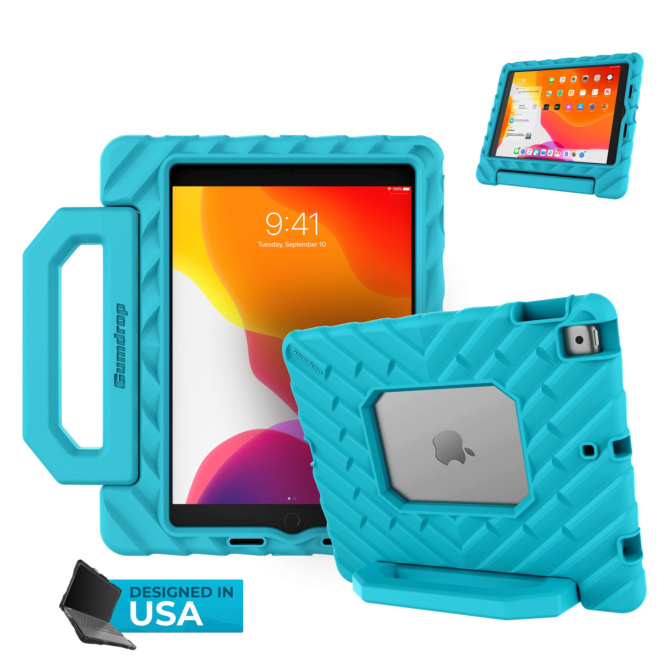 Gumdrop FoamTech iPad Case with Handle and Stand - Compatible with Apple iPad 9th/8th/7th Gen (10.2 inch) | Shockproof, Lightweight & Drop Tested Protective Cover for Kids, Students & Teachers | Perfect for Classroom, School & Home Learning - Blue