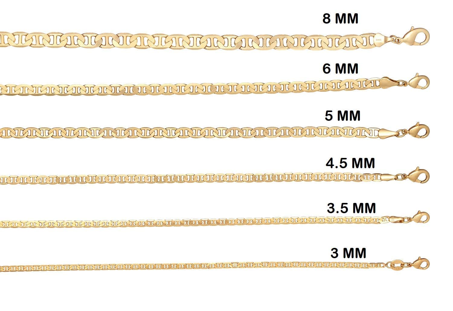 Barzel 18K Gold Plated Mariner Chain Necklace for Women - Flat Marina Link Necklace, Dainty Gold Layering Jewelry for Everyday Wear, Gift for Her, Anniversary & Birthday Present