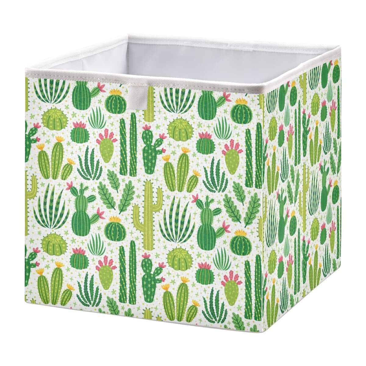 Collapsible Cactus Cube Storage Bin - 11x11x11 Inch Waterproof Toy Organizer Basket for Kids Nursery, Closet, Playroom, Office & Bookshelf - Perfect for Home Organization & Toy Storage