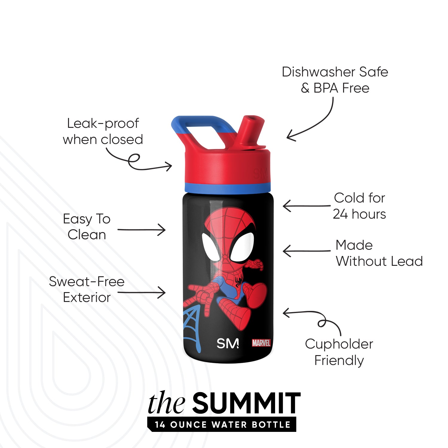 Summit Kids Water Bottle with Straw Lid - BPA Free, Leak Proof, Insulated Stainless Steel Bottle for School, Sports & Outdoor Activities