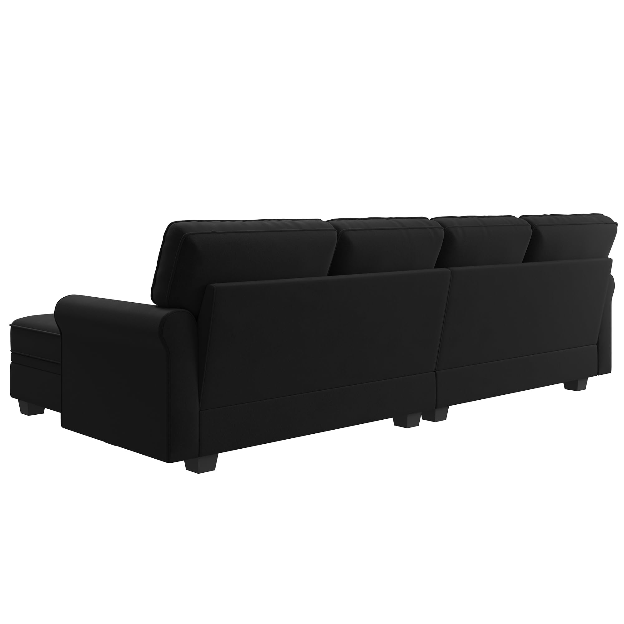 HONBAY U-Shaped Sectional Sofa with Storage Seat & Reversible Chaise - Convertible Velvet Couch for Living Room, Black - Perfect for Small Spaces & Family Gatherings