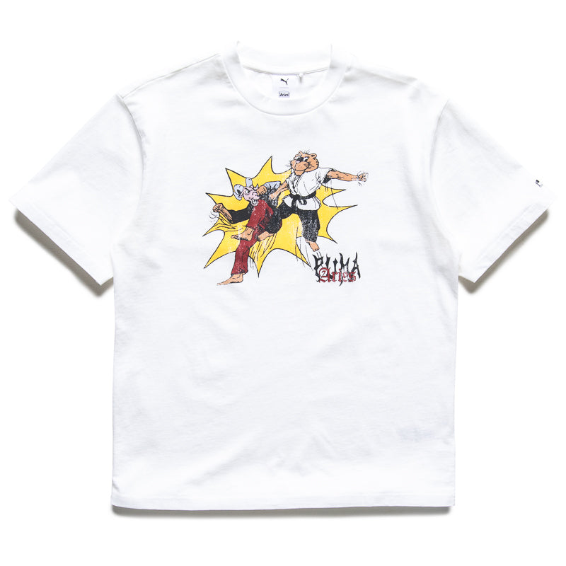 Aries x Puma Graphic T-Shirt for Men & Women | White Cotton Short Sleeve Tee | Streetwear Fashion & Casual Wear
