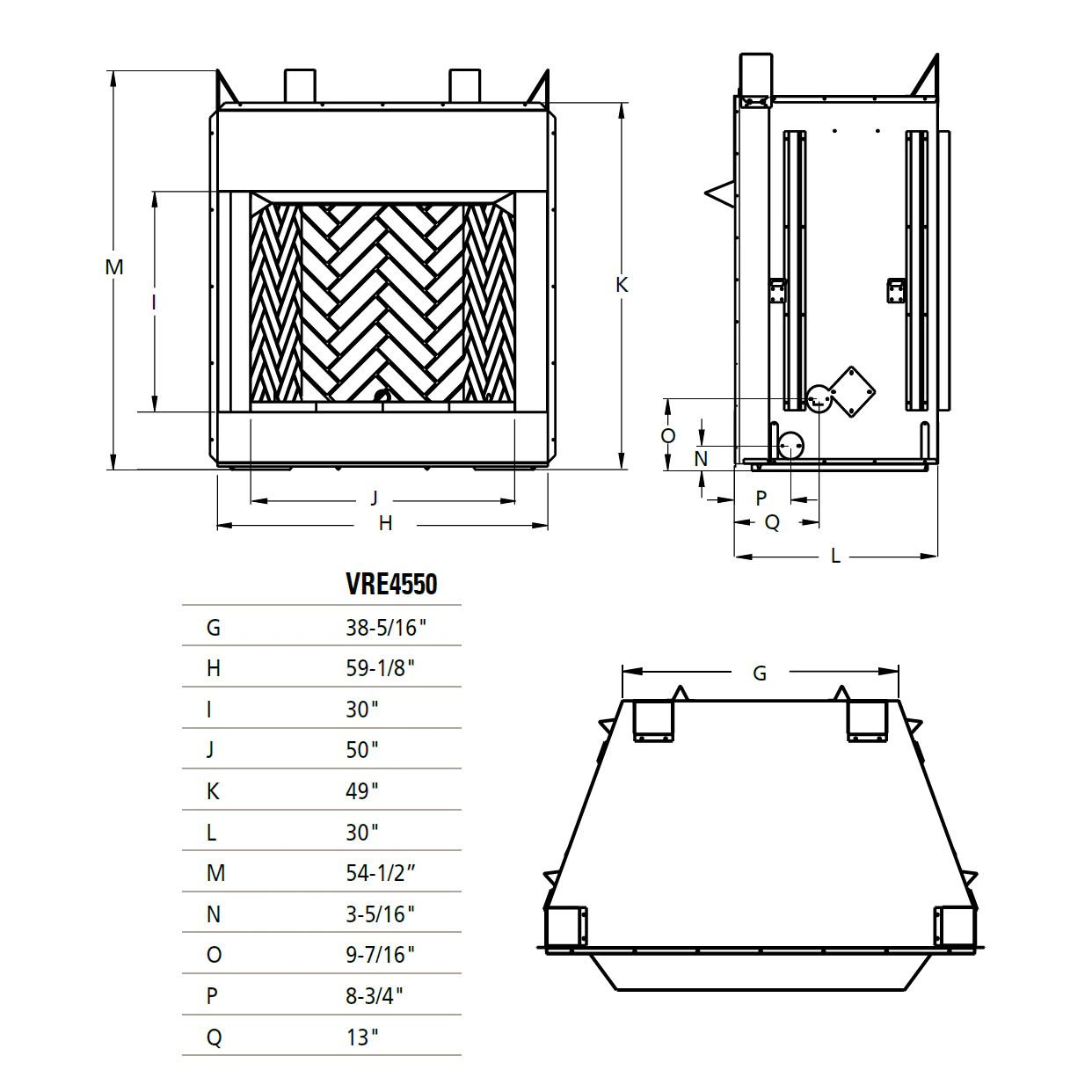 50 Inch Vent-Free Outdoor Gas Firebox with Panel Design - VRE4550 - Perfect for Patios, Decks, and Backyard Gatherings
