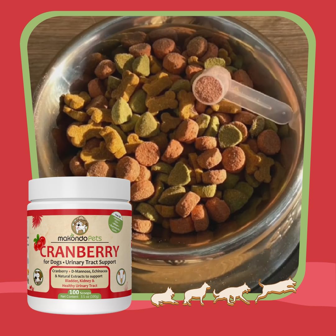 Natural Dog Cranberry Supplement Powder - UTI Treatment & Kidney Support for Dogs | Same as Cranberry Pills | Supports Urinary Tract & Bladder Health | Ideal for Puppy Supplies & Senior Dog Incontinence Care