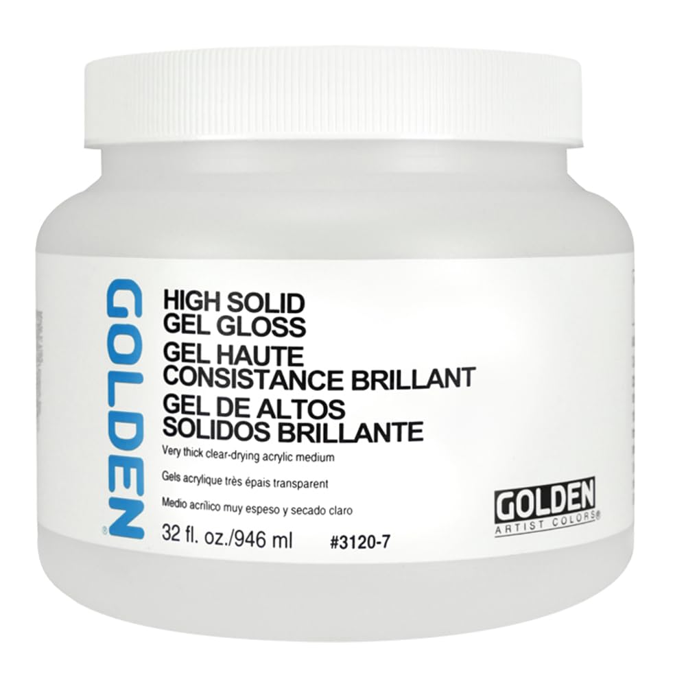 GOLDEN High Solid Gel Gloss - 32 fl oz Professional Acrylic Gel Medium (Transparent) - Perfect for Canvas Painting, Mixed Media & DIY Art Projects