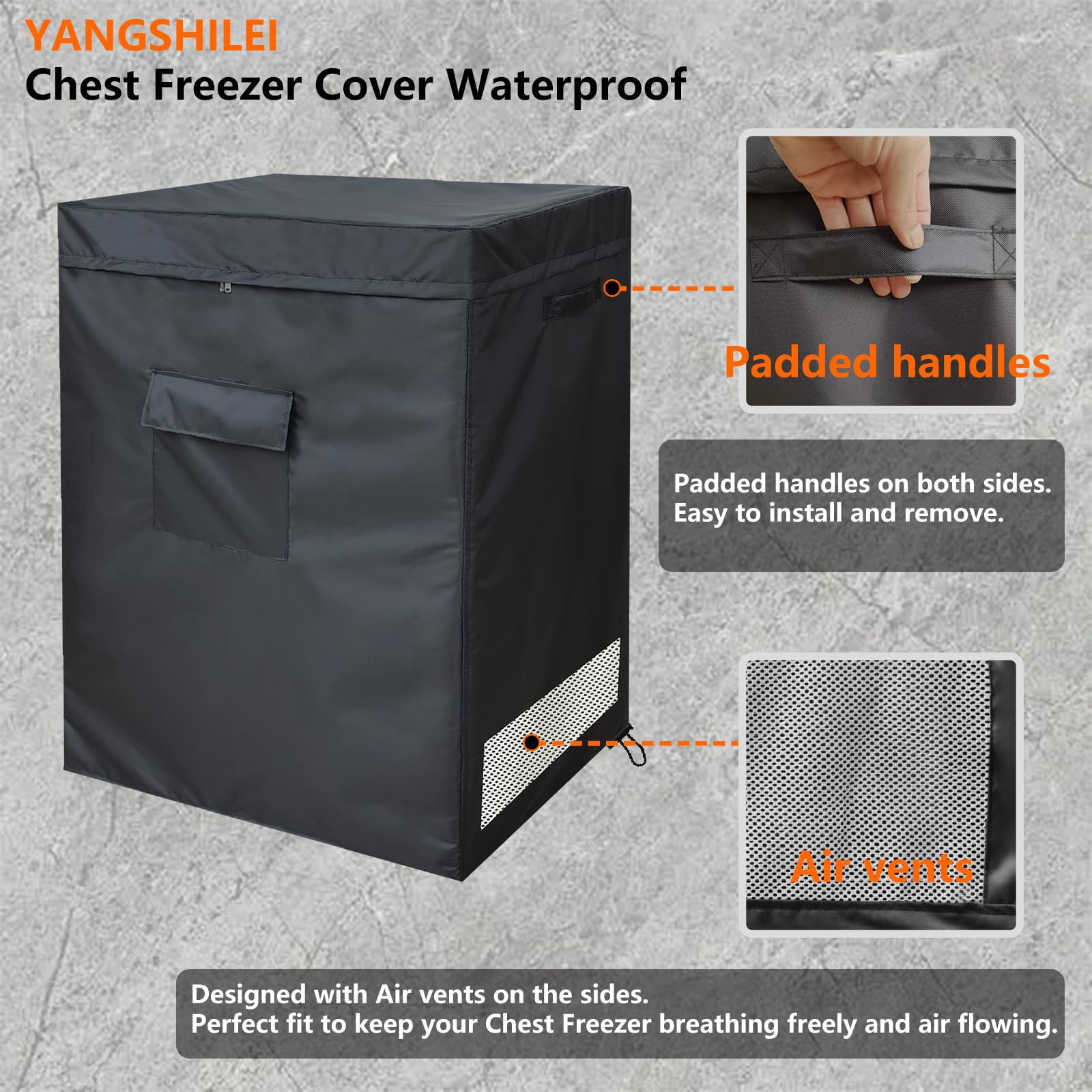 7.0 Cu Ft Chest Freezer Cover - Waterproof & UV Protection Deep Freezer Cover with Zipper Top for Outdoor Use (38