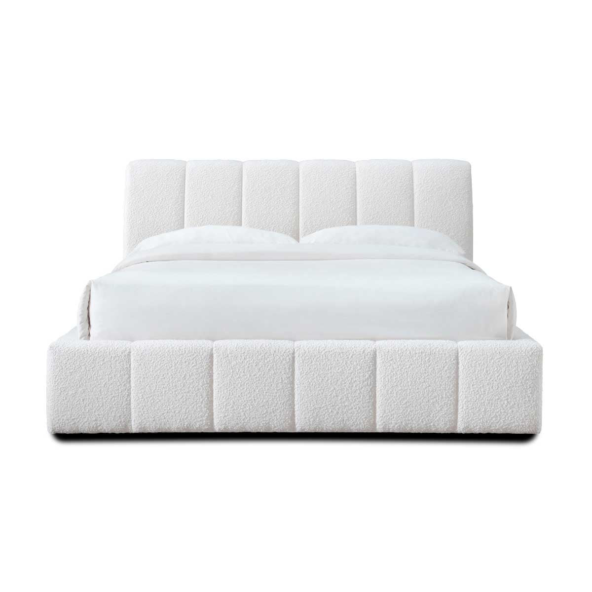 Allocco Boucle Queen Bed - Soft & Luxurious Upholstered Bed Frame for Bedroom - Perfect for Modern, Cozy, and Elegant Home Decor