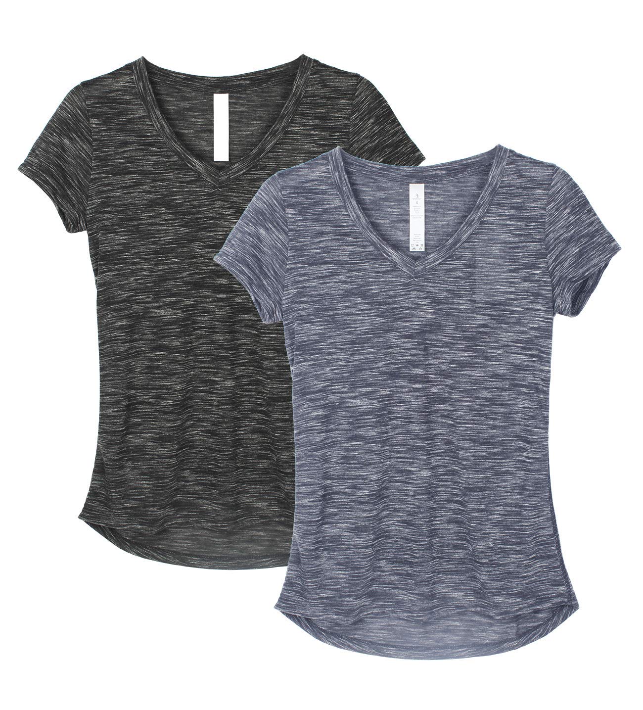 icyzone Women's Workout Shirts - Breathable Yoga Tops, Activewear Gym Tees & Running Fitness V-Neck T-Shirts for Yoga, Gym & Outdoor Activities