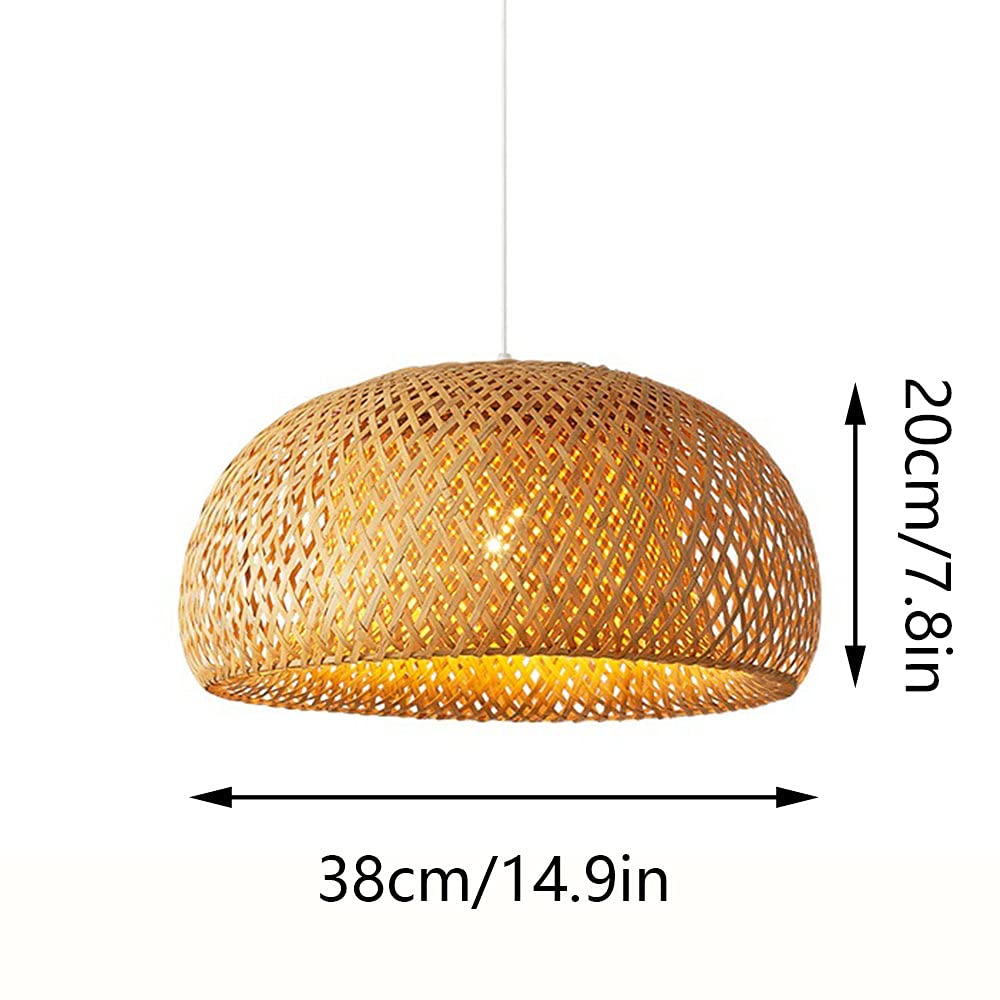 Handwoven Bamboo Chandelier - Natural Rattan Pendant Light with Japanese Wood Art Design | Perfect for Boho Living Room, Bedroom, or Patio Lighting Decor