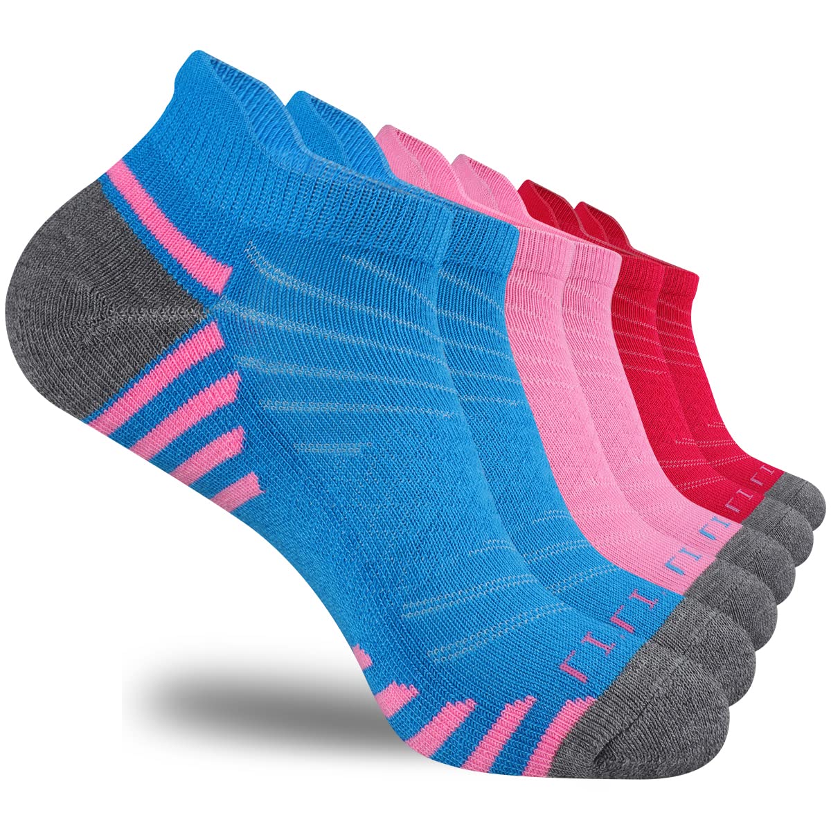 LITERRA Women's Ankle Socks 6-Pair Pack - Breathable Athletic Running Socks with Cushioned Sole for Sports, Gym & Everyday Comfort