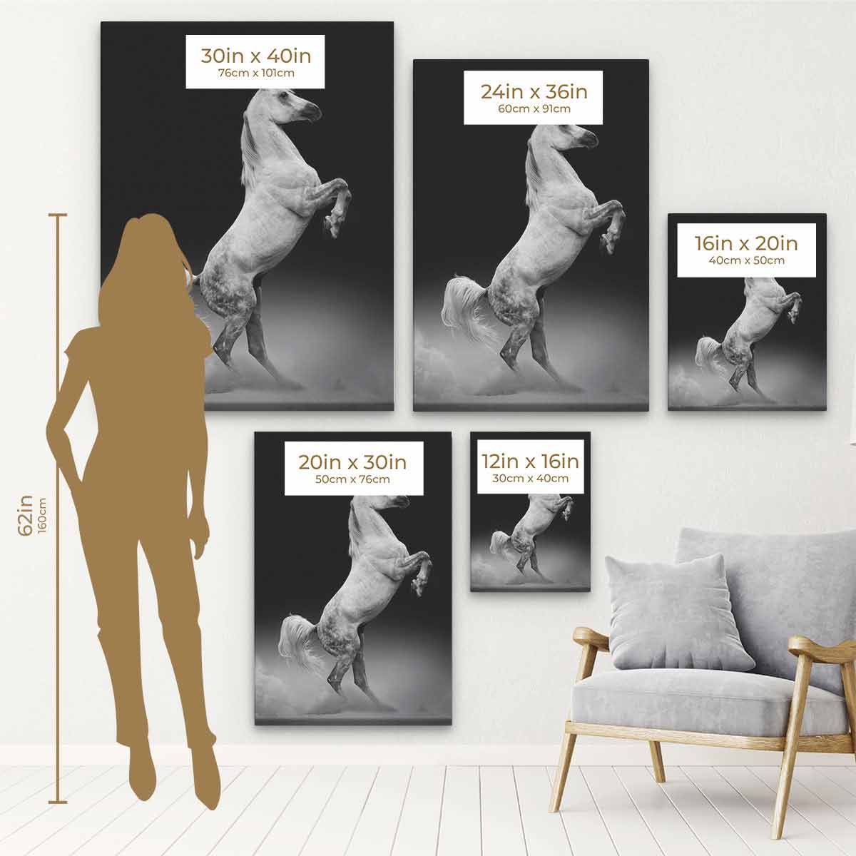 Black Horse Wall Art Canvas Print - Modern Home Decor for Living Room, Bedroom & Office - 4950