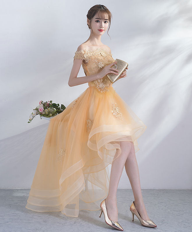Elegant Champagne Tulle Lace Short Prom Dress | Homecoming Party Gown | Perfect for Prom Night, Homecoming Dance & Special Occasions